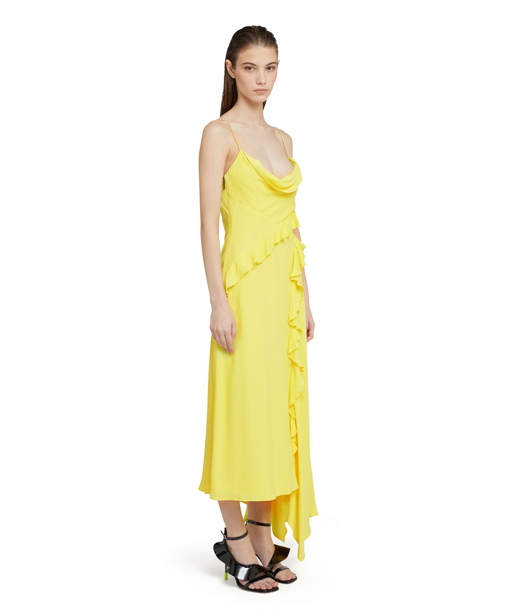 Blended silk crepe de chine ruffled slip dress - 4