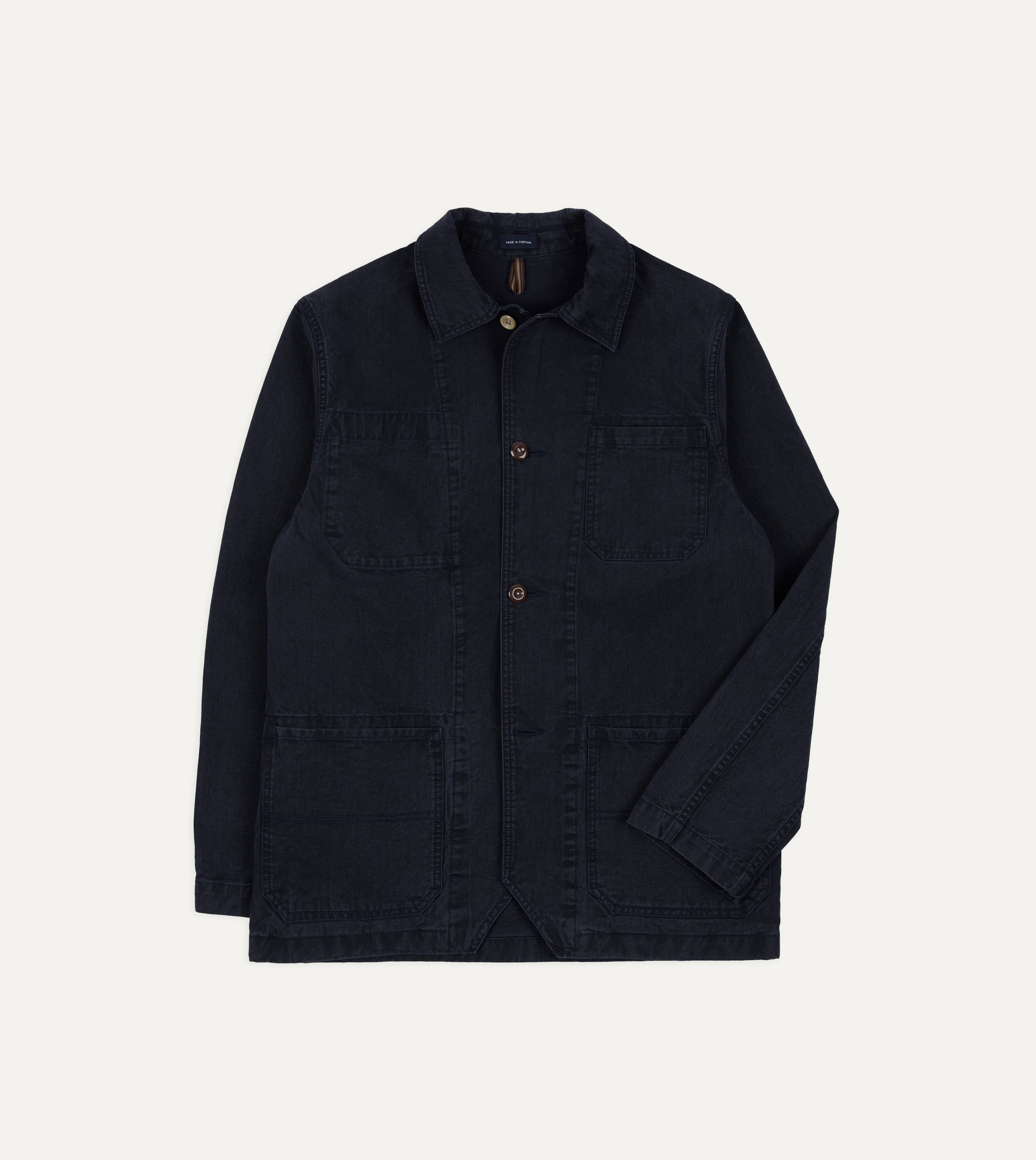 Navy Twill Mitred Chore Jacket - 1