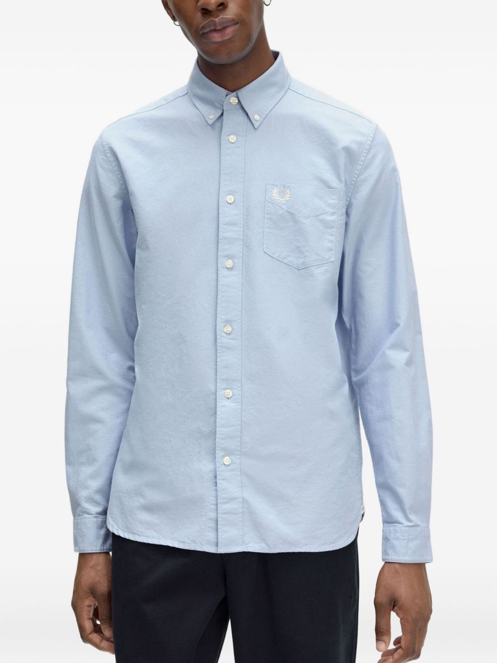 logo-embroidered button-down shirt - 4