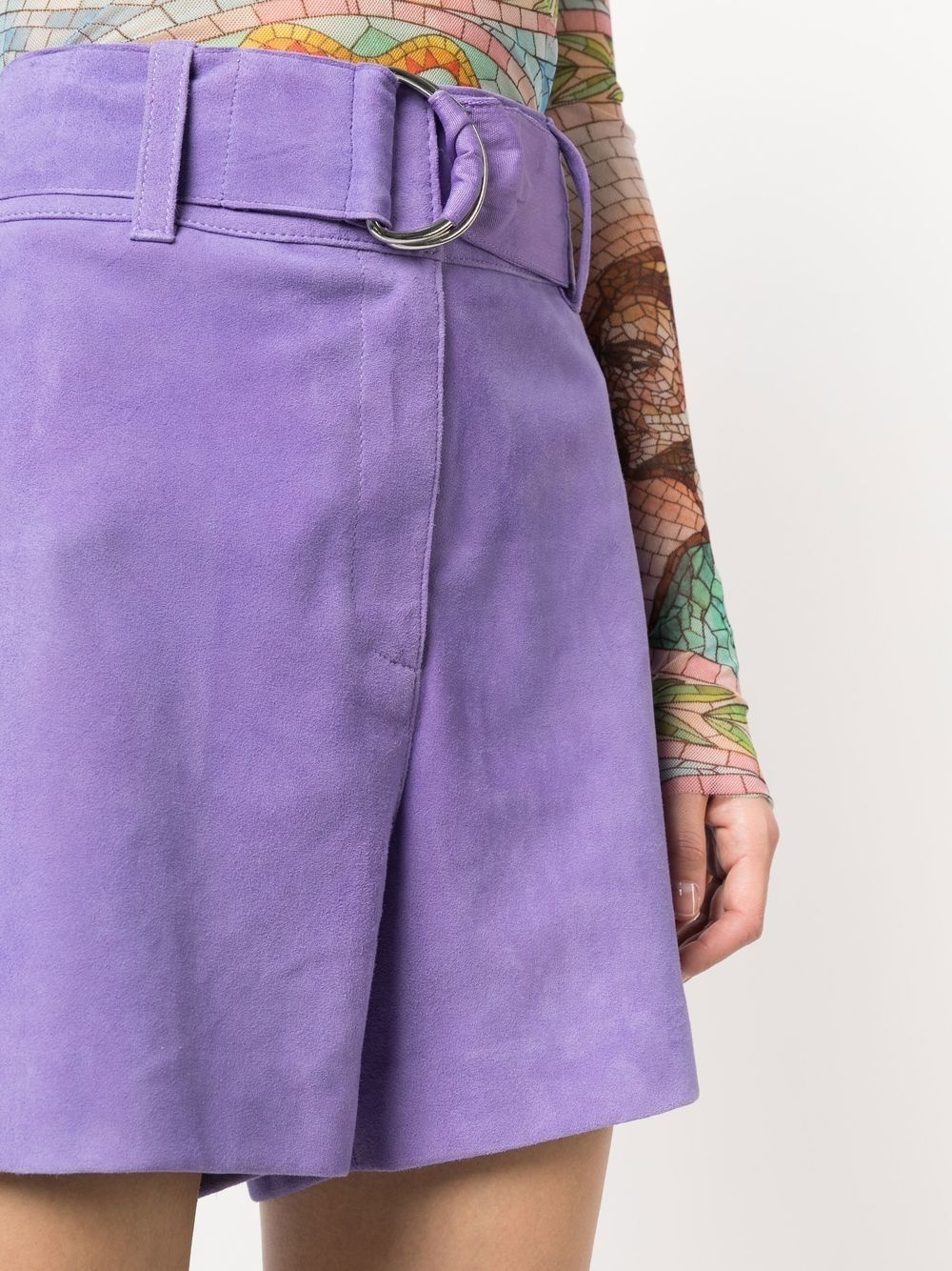 neon violet suede shorts - 5