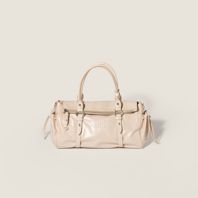 Shiny leather handbag 1