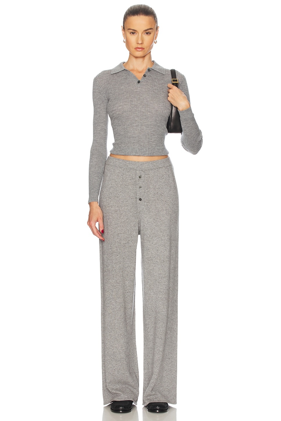 Long Sleeve Shrunken Cashmere Polo - 4