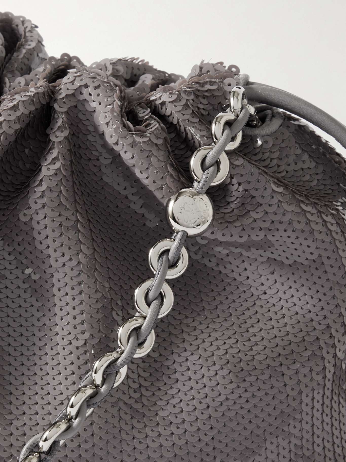 Flamenco sequined leather clutch Gray - 4