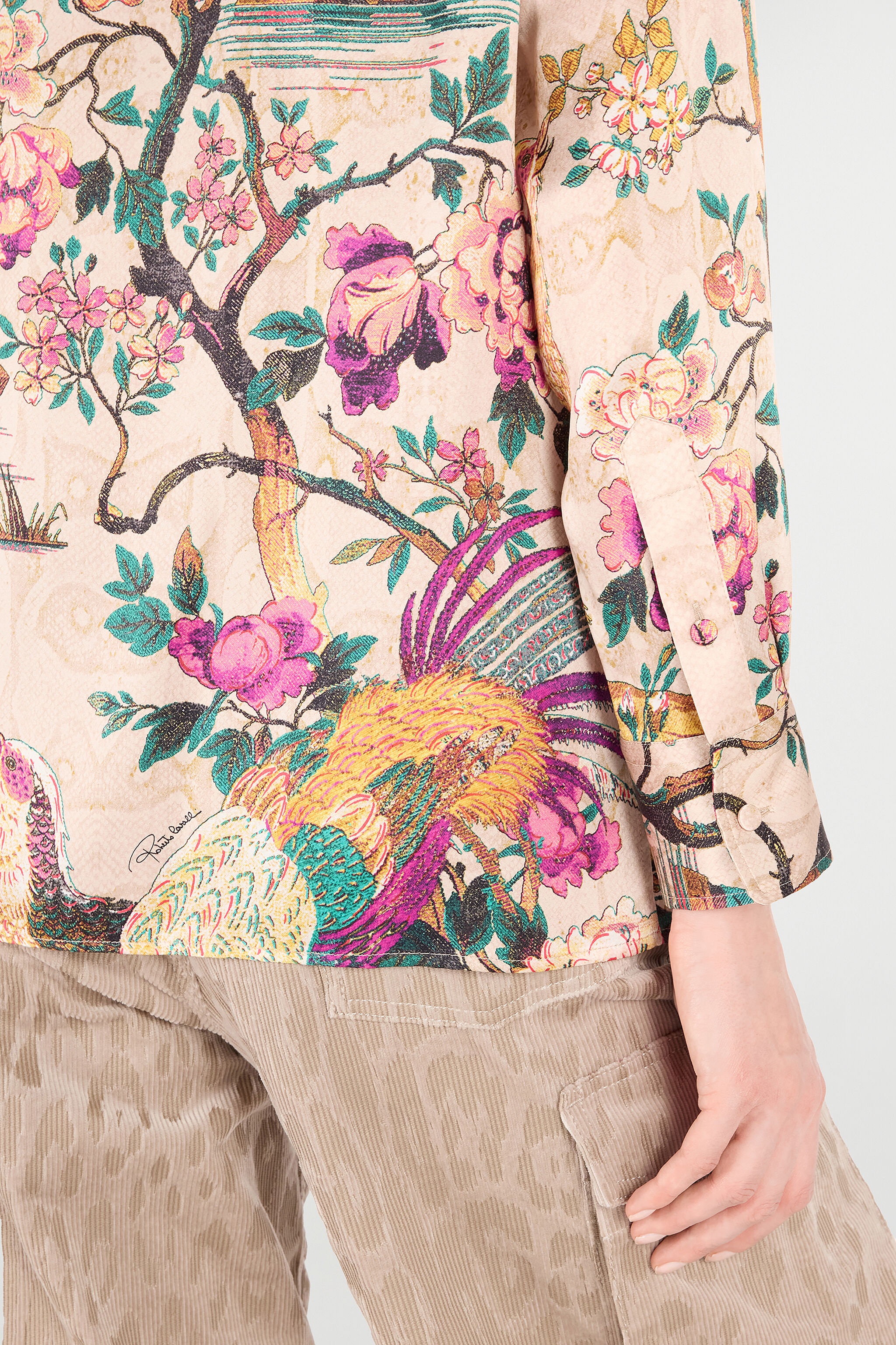 Silk Shirt with Floral and Pheasant Print - 7