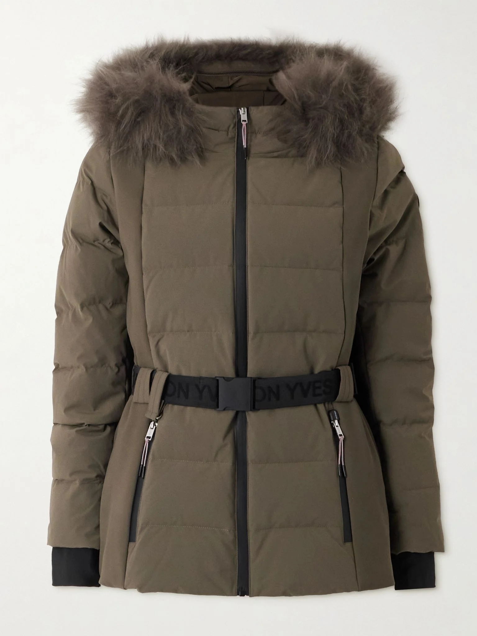Belted shell down ski jacket Light brown - 1
