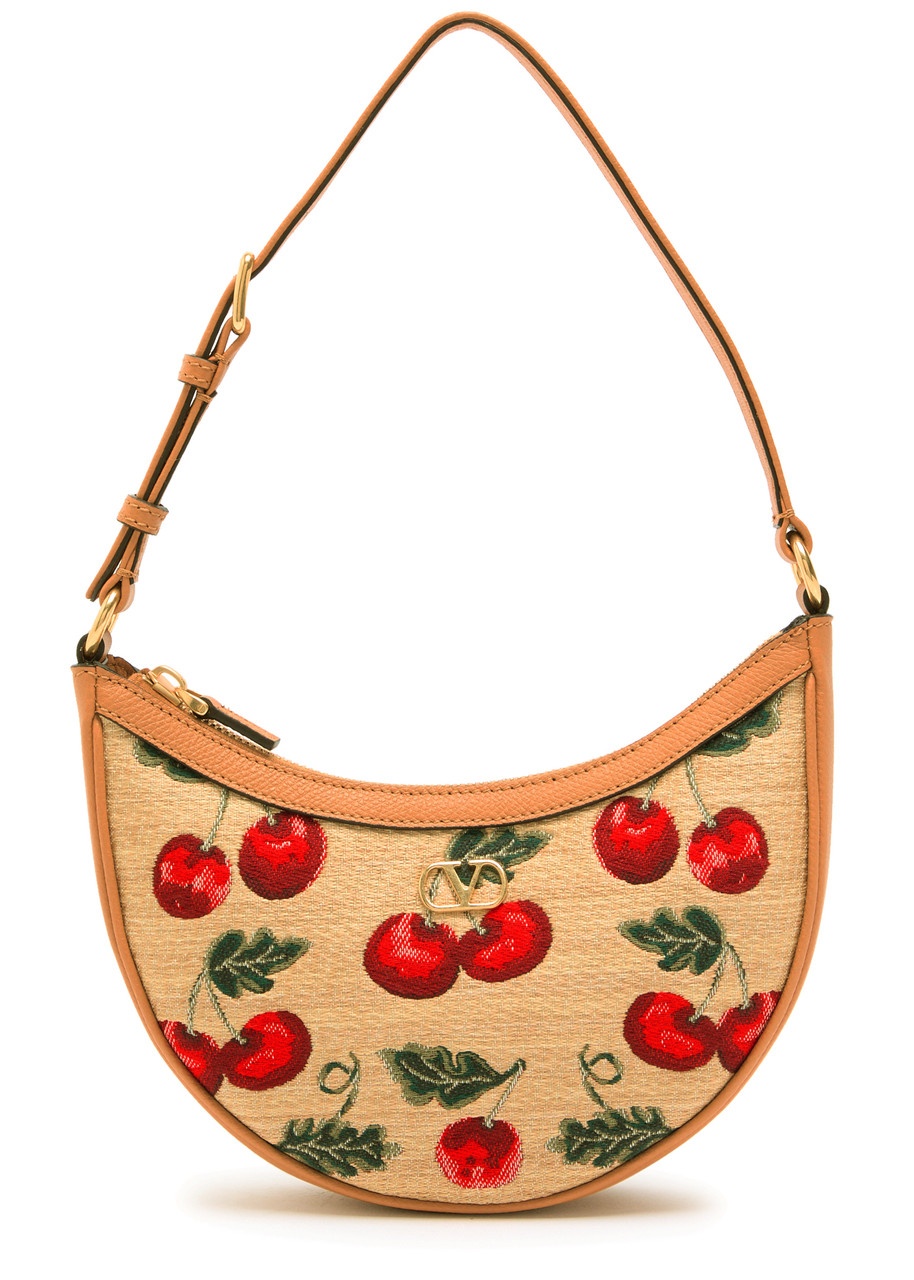 Valentino Hobo Mini Cherry-jacquard and Leather Shoulder bag - 1
