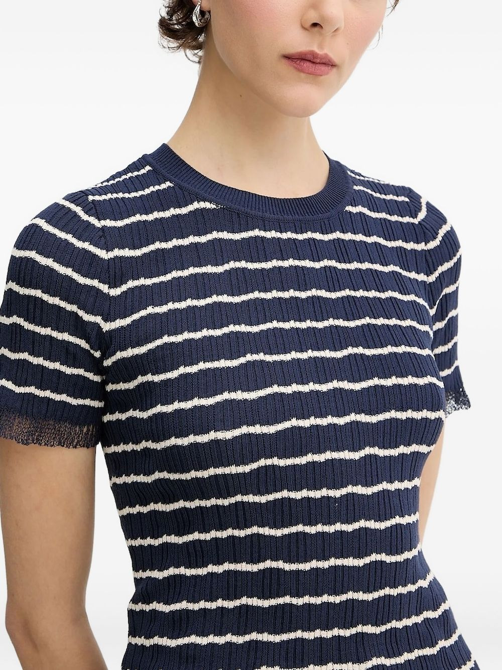 striped frilled-sleeve top - 4