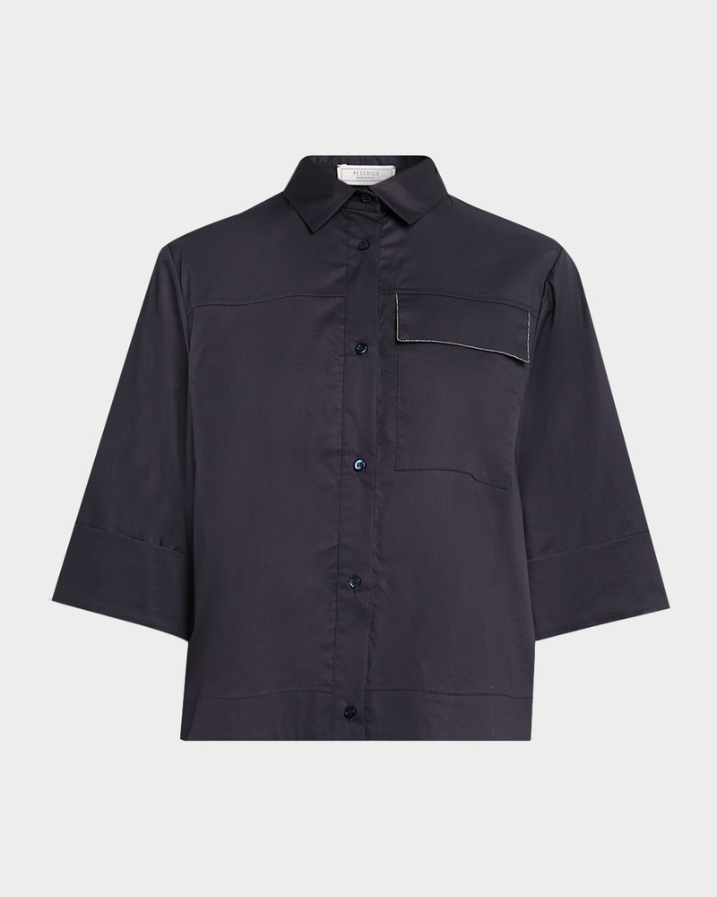 Boxy Stretch Cotton Shirt 1