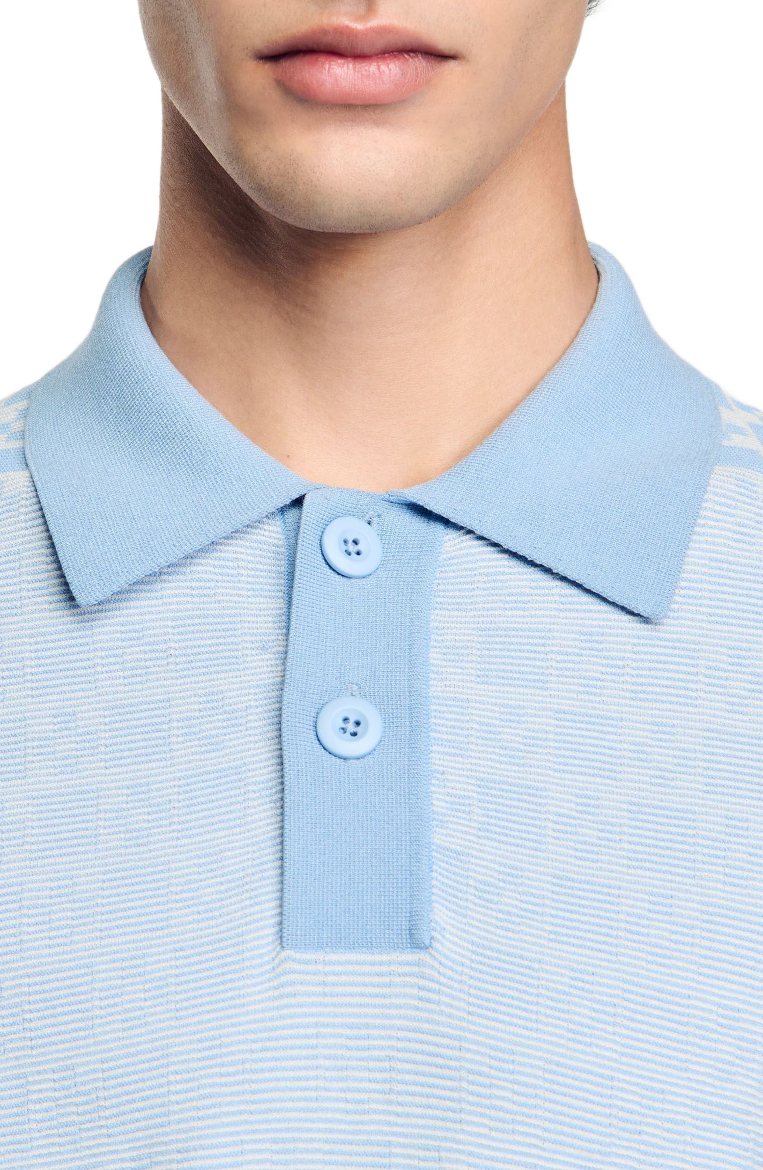 SANDRO Square Cross polo shirt in Blue Sky at Nordstrom - 4