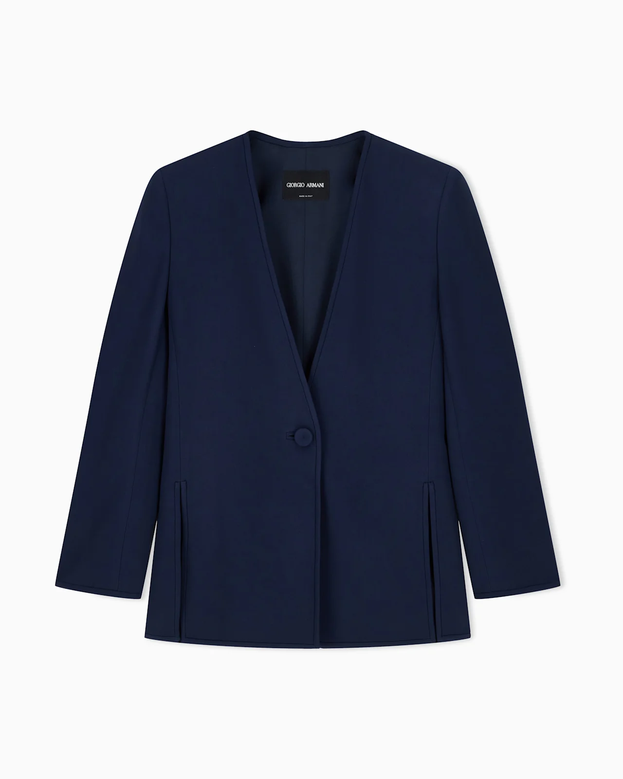 JACKET IN TECHNICAL VISCOSE CADY WITH V-NECK AND SIDE SLITS - 1