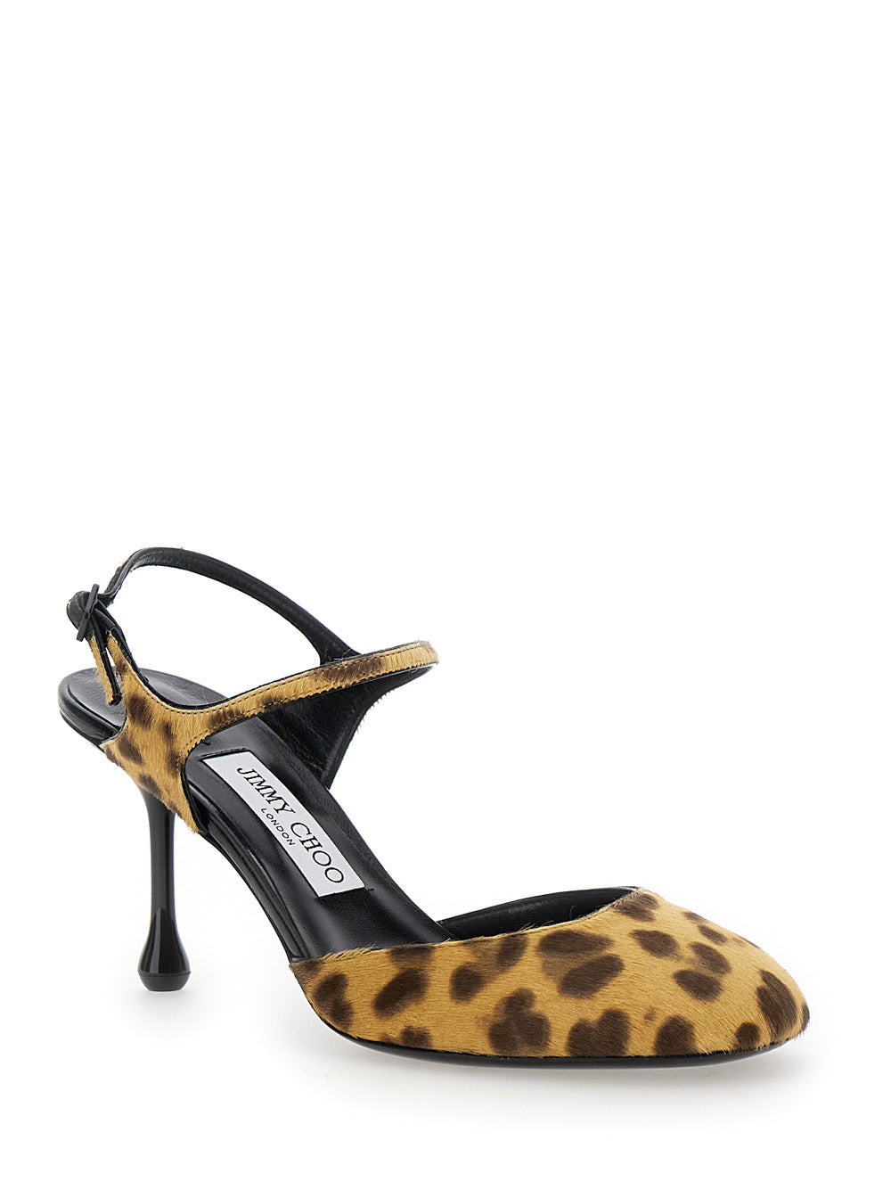 Jimmy Choo Women 'Pixie' Brown Pumps With High Sculpted Heel And All-Over Leopard Print In Tech Fabr - 2