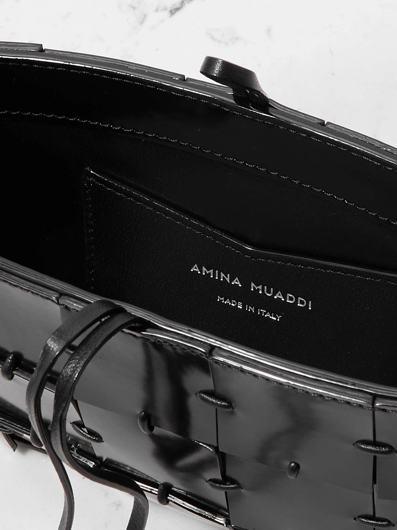 Mina woven patent-leather shoulder bag 5