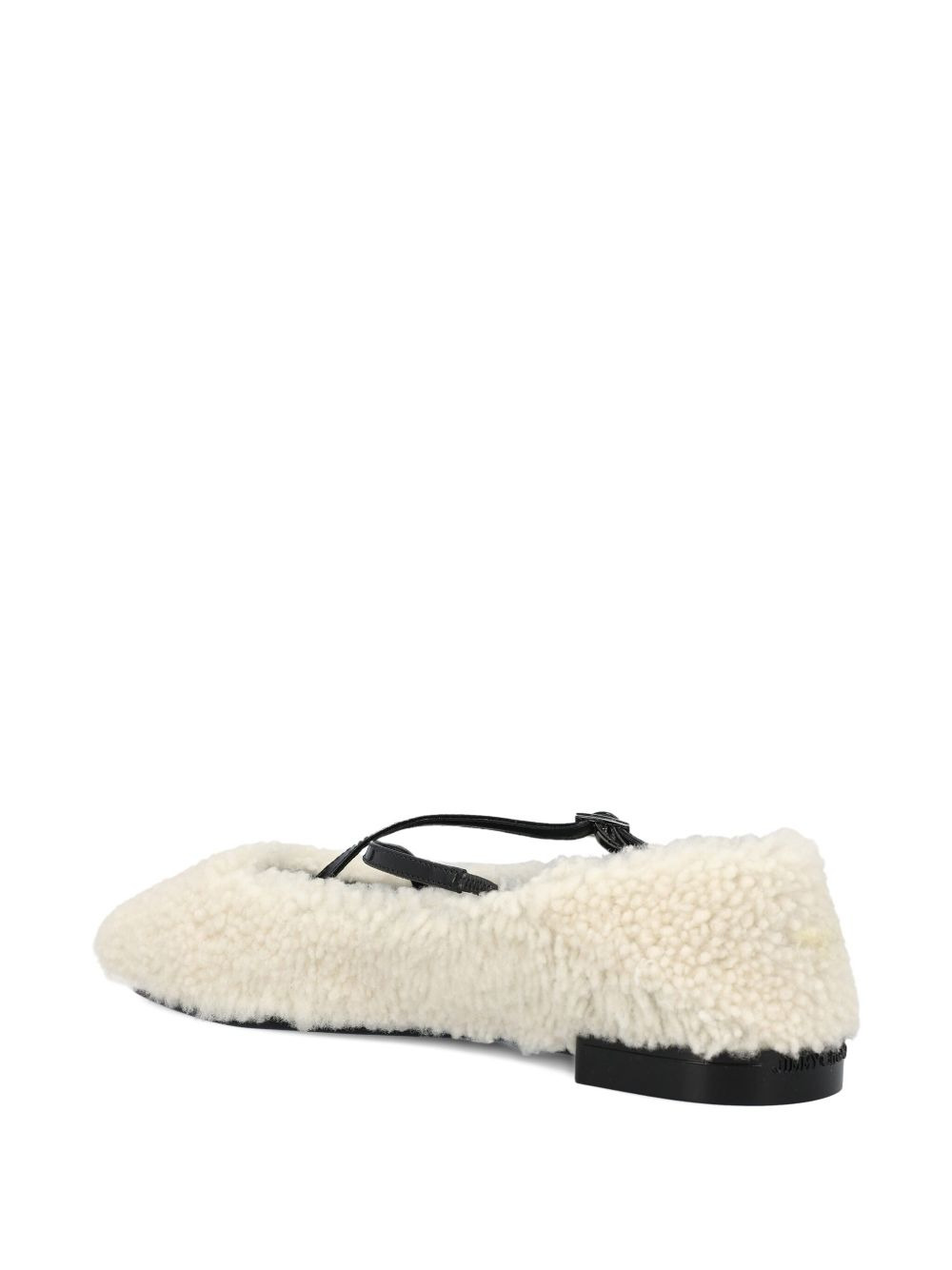 shearling cross-strap ballerina flats - 3
