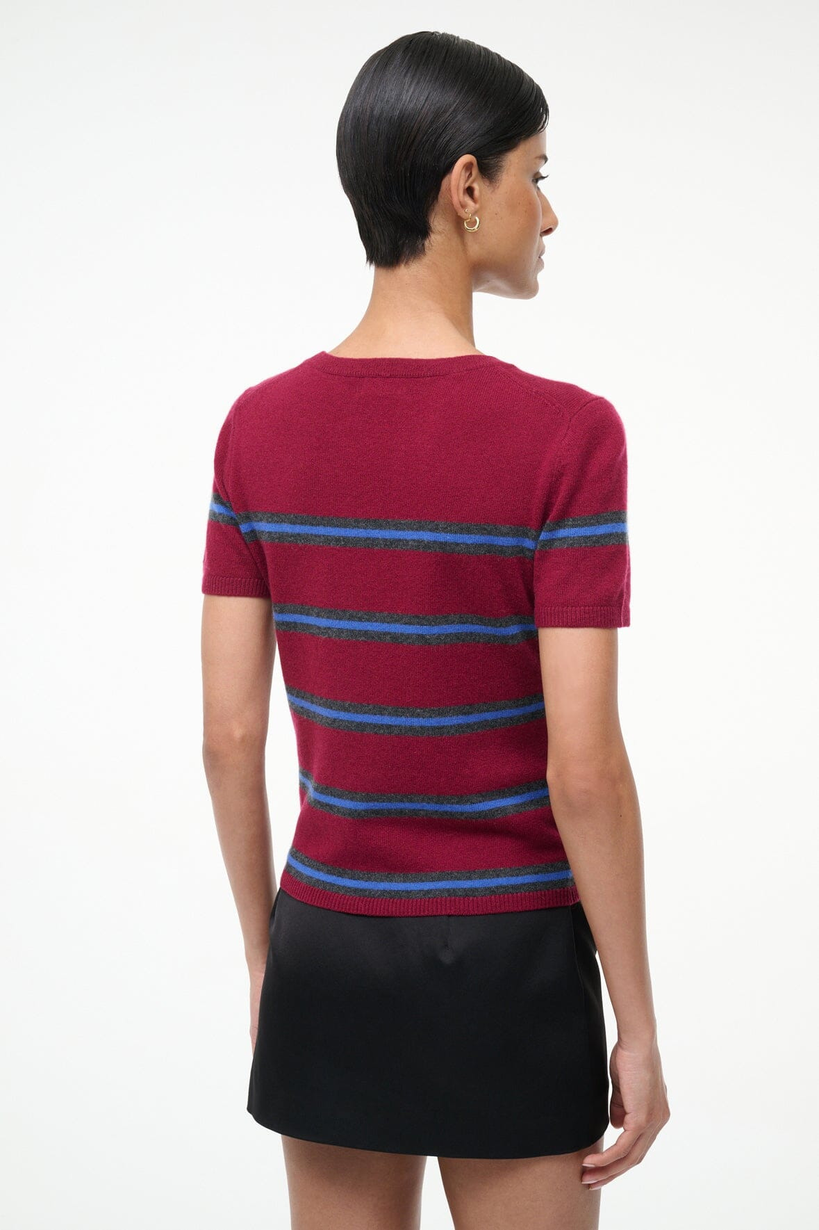 STAUD EASY CASHMERE TEE CRIMSON STRIPE - 3