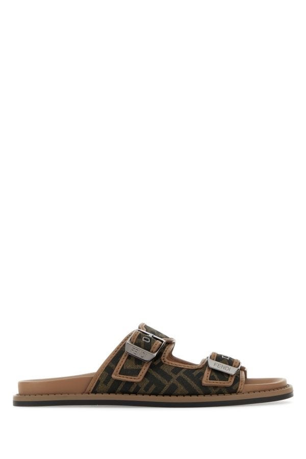 サンダル FENDI Embroidered canvas Fendi Feel slippers FENDI Fendi Man Embroidered Canvas Fendi Feel Slippers