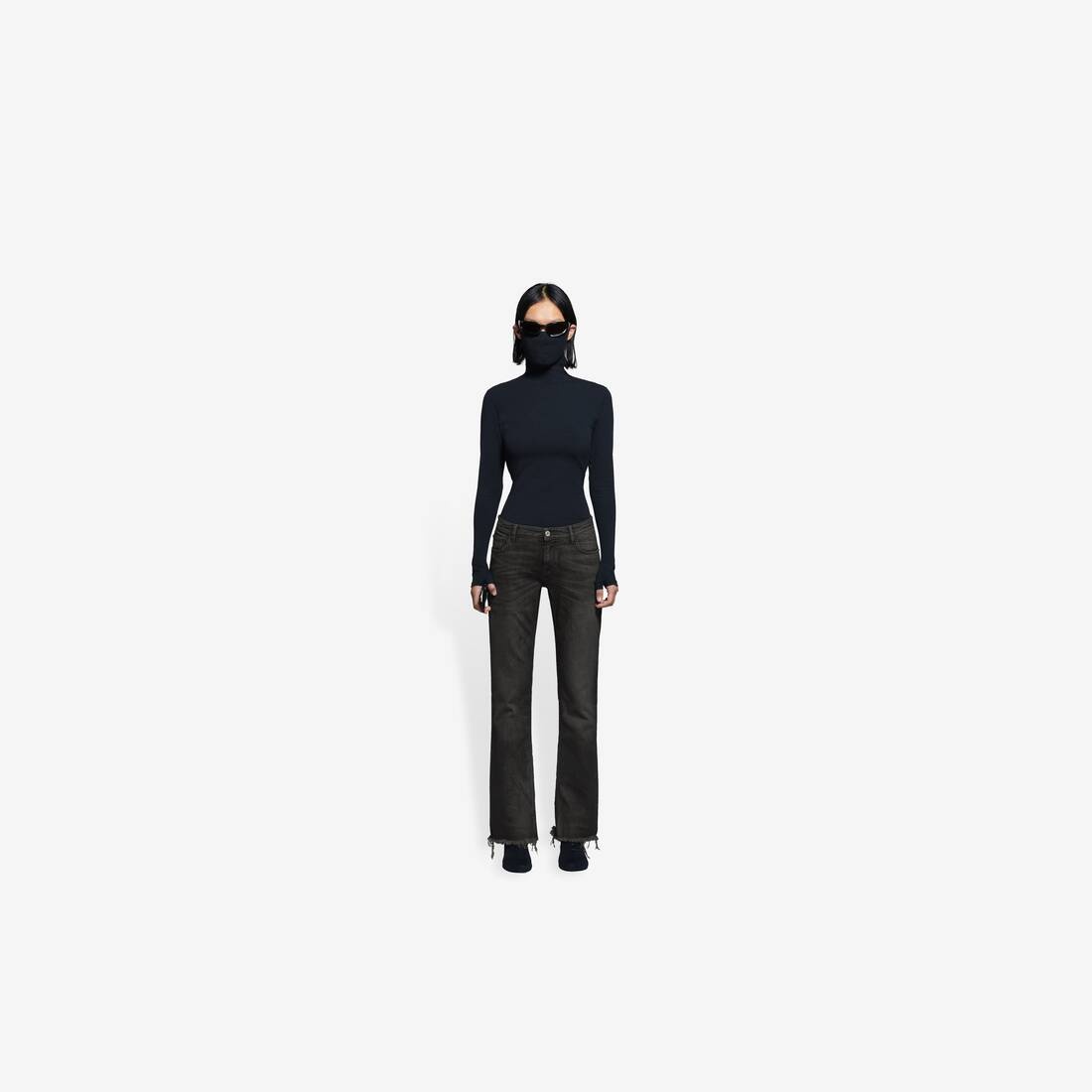 Women's Flared Cropped Pants in Dirty Dark Blue - 3