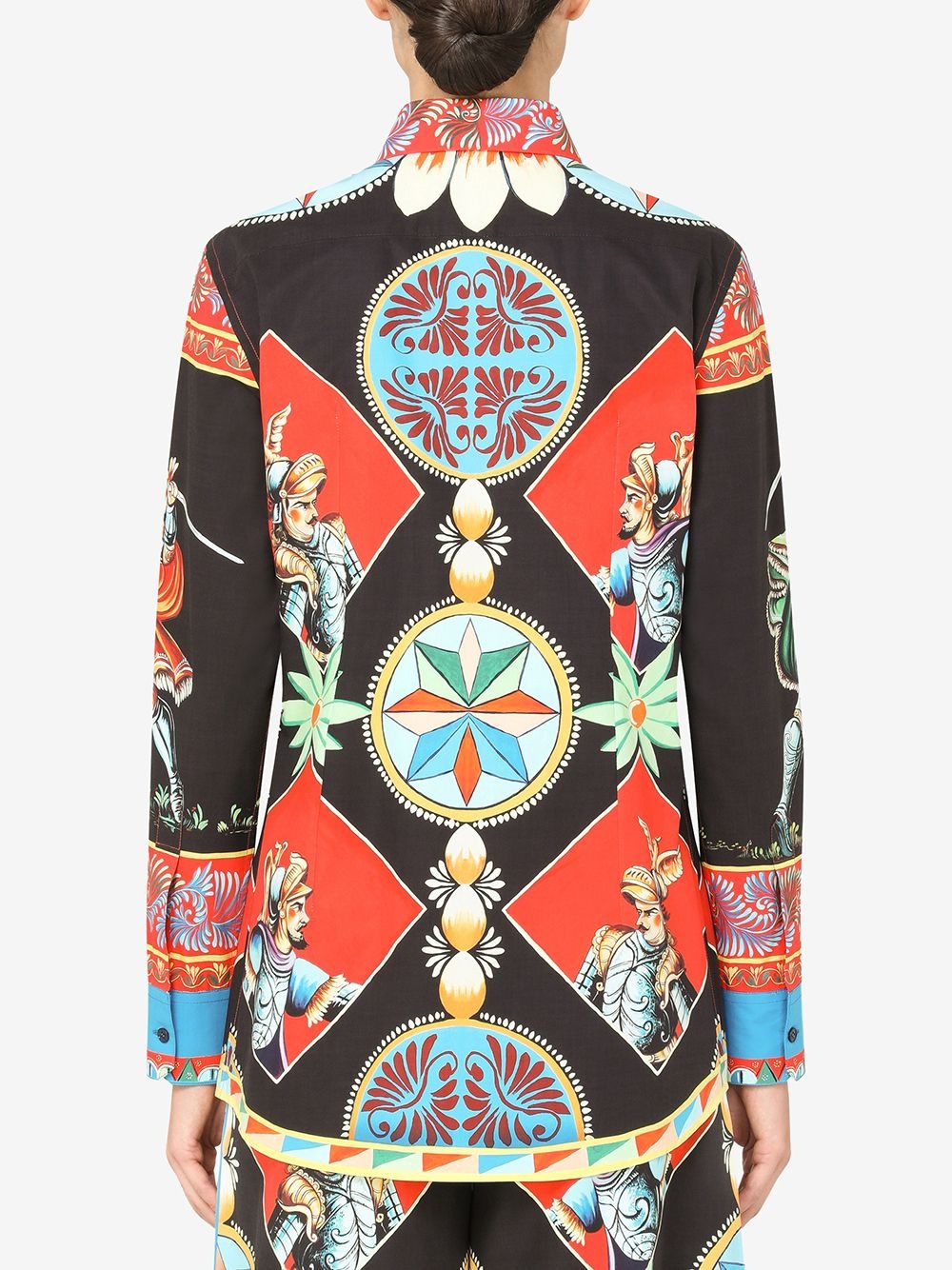 printed long collar shirt - 4