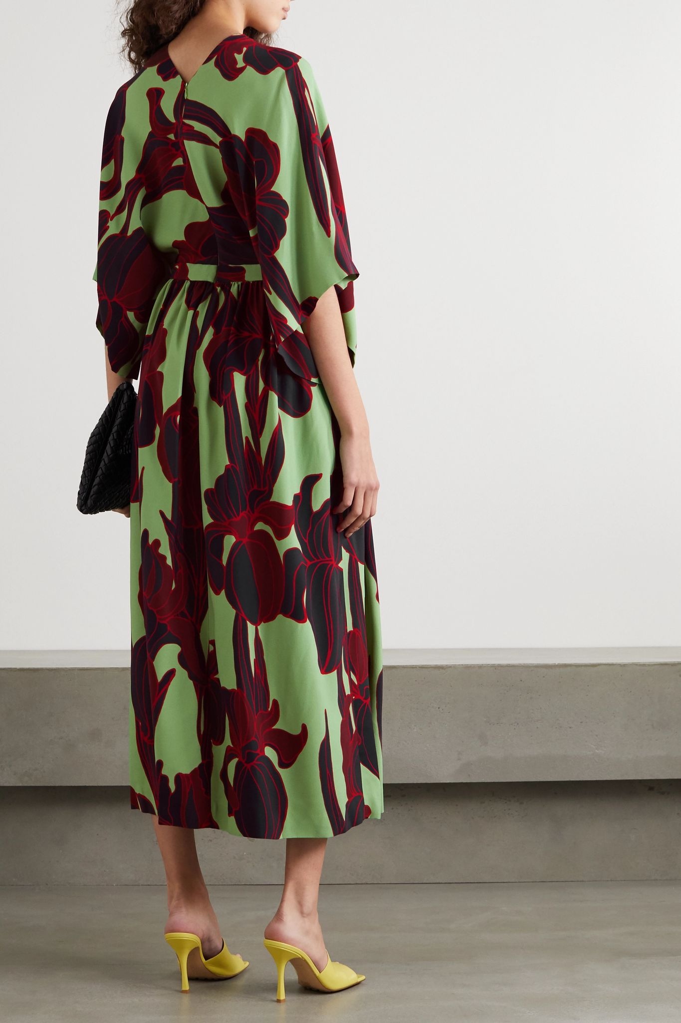 Floral-print crepe midi dress - 3