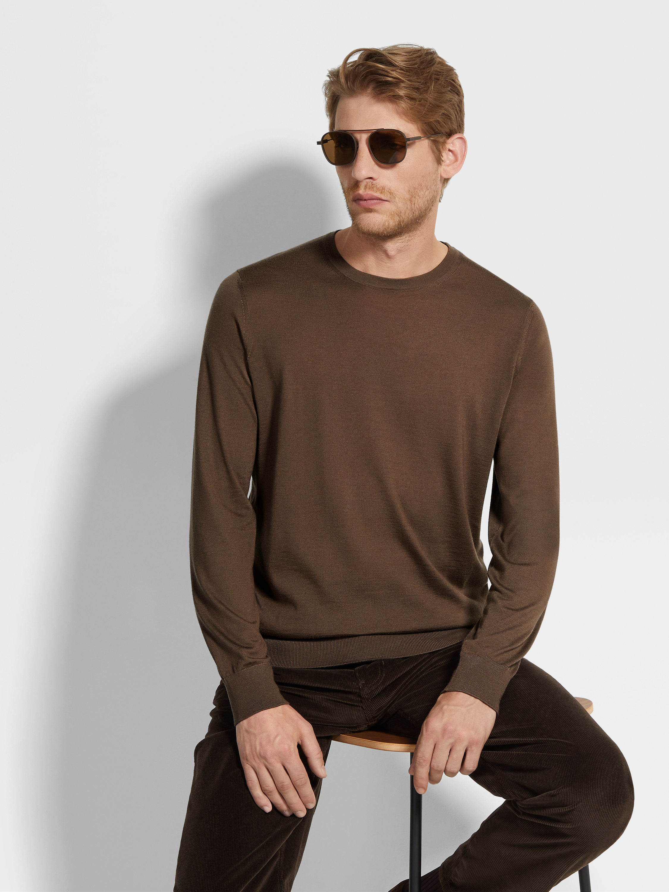 BROWN MÉLANGE CASHSETA CREWNECK - 3