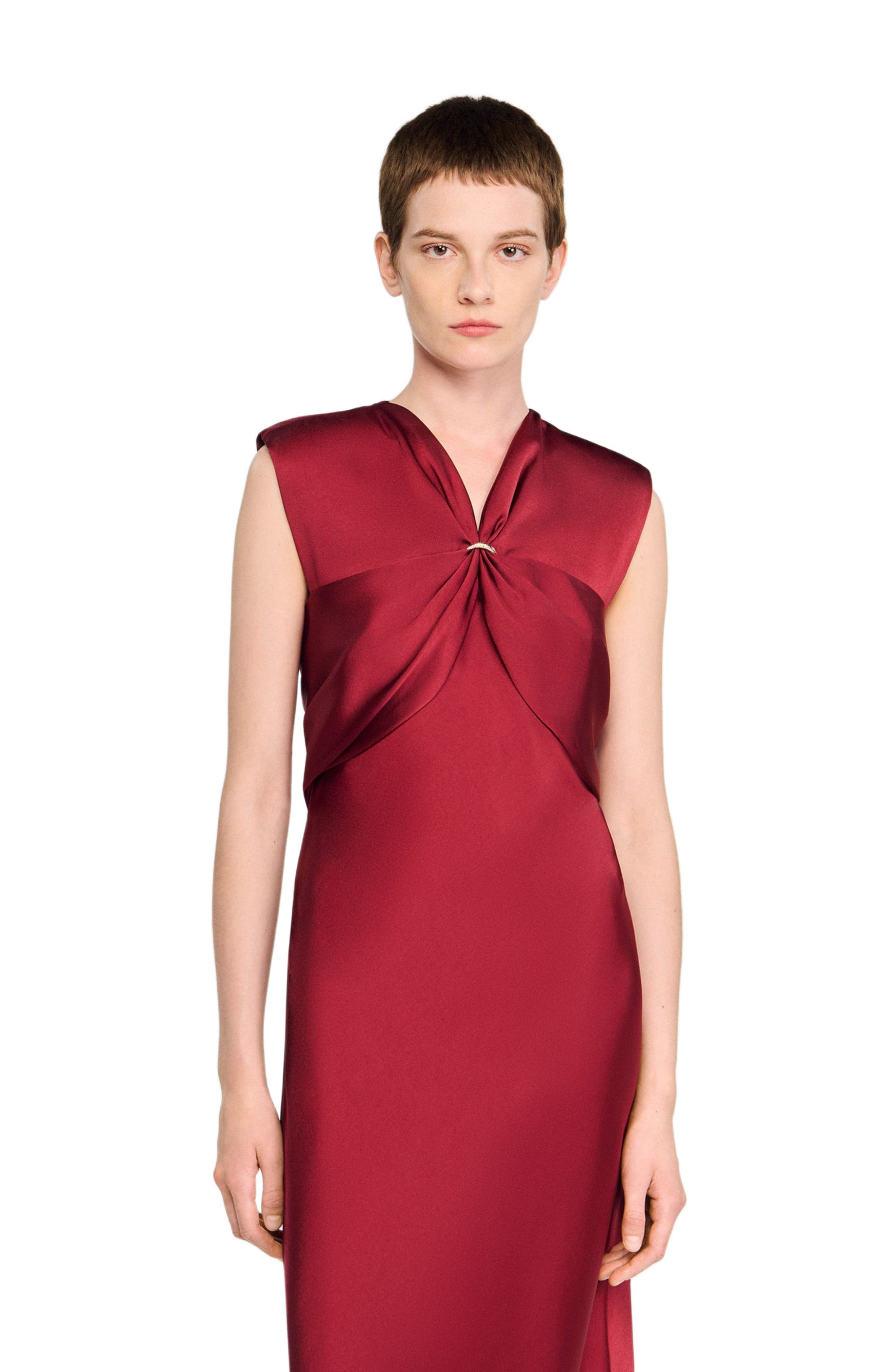 SANDRO V-neck maxi dress in Bordeaux at Nordstrom - 3