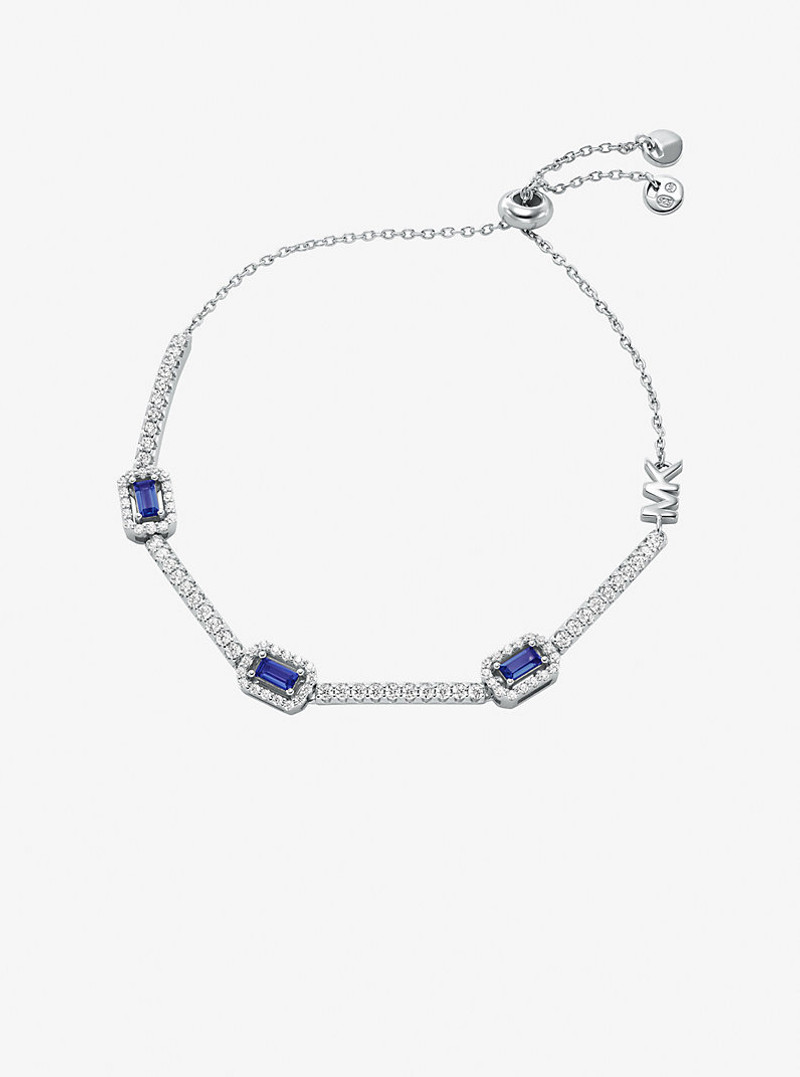 Precious Metal-Plated Sterling Silver Pavé Halo Slider Bracelet 1