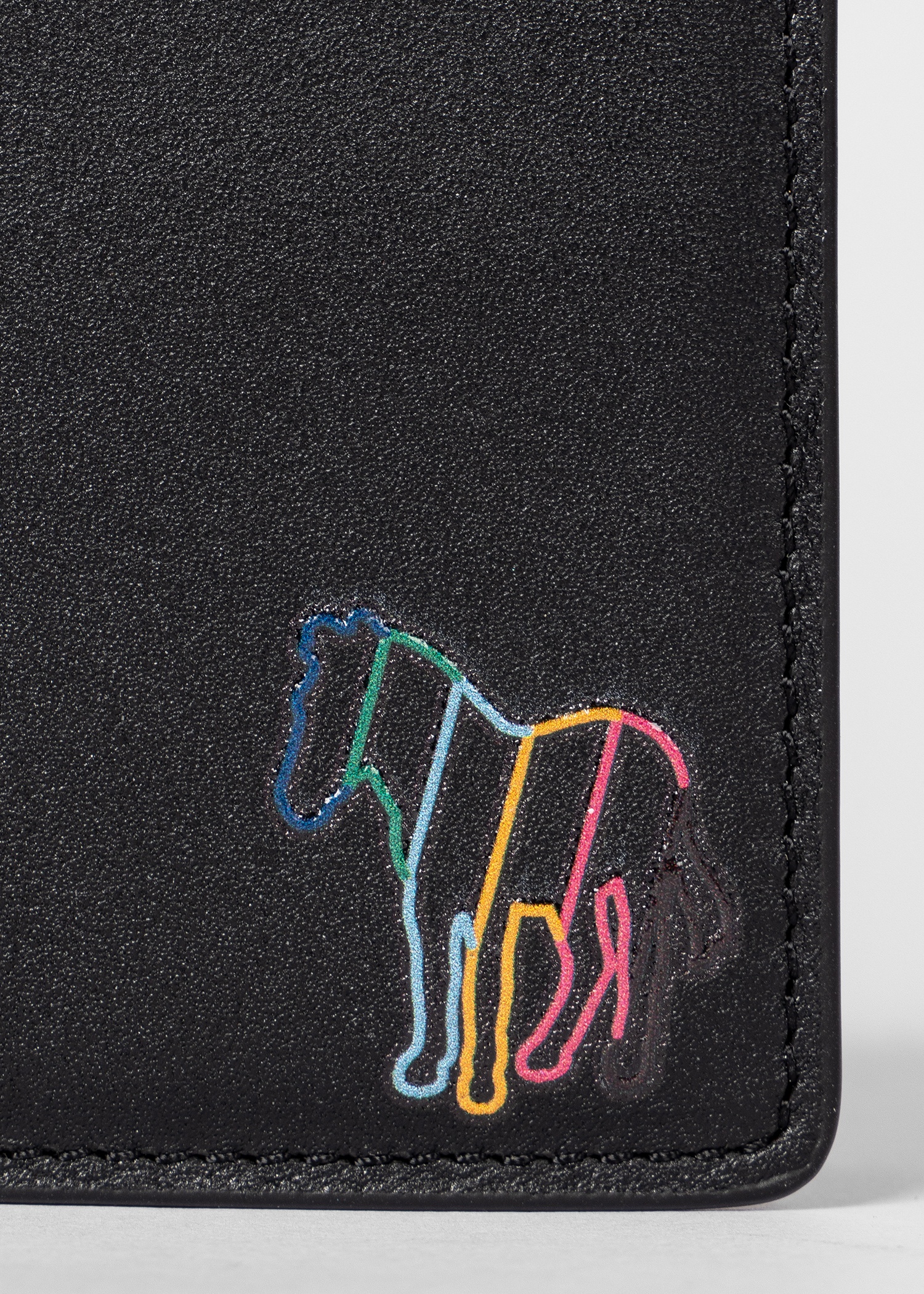 Black Leather 'Broad Stripe Zebra' Billfold Wallet - 3