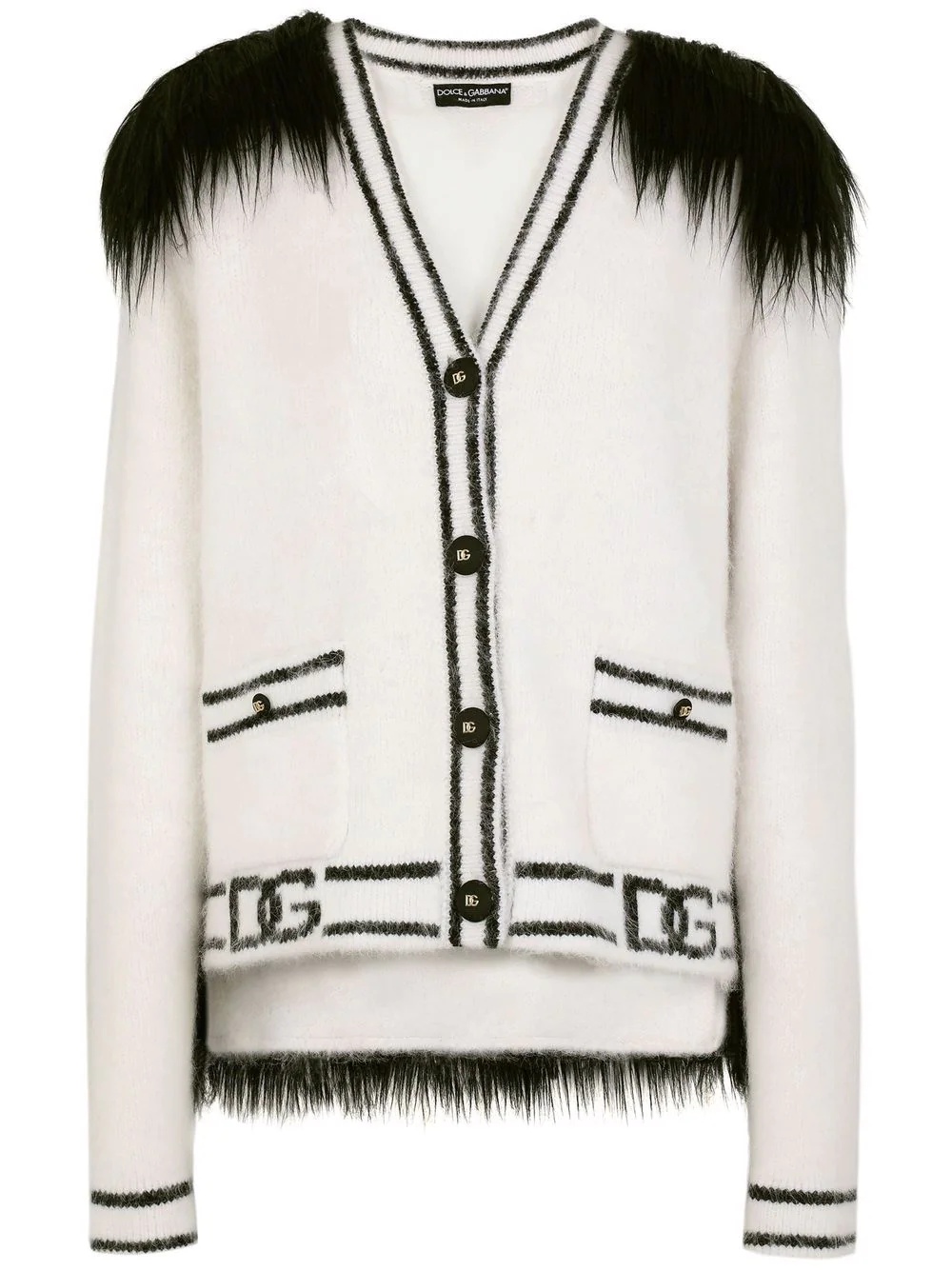 faux-fur panelled cardigan - 1