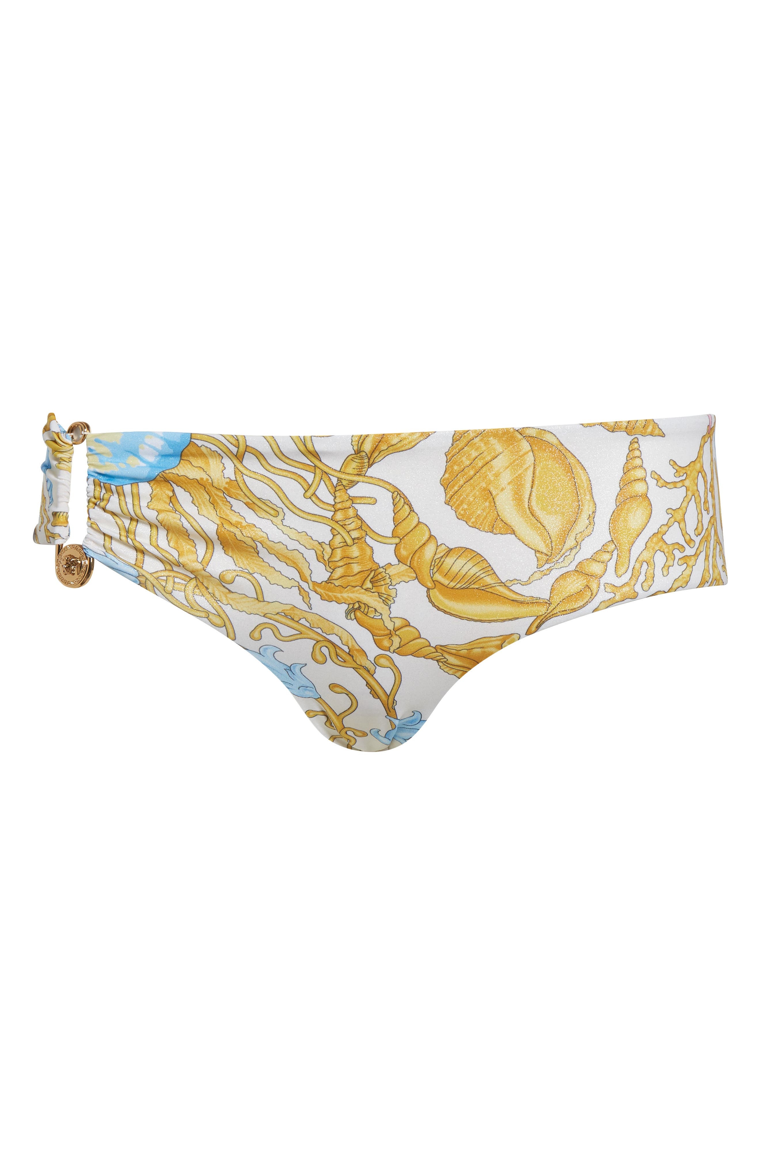 Versace Underwater Barocco Safety Pin Bikini Bottoms in Eggshell Multicolor at Nordstrom - 6