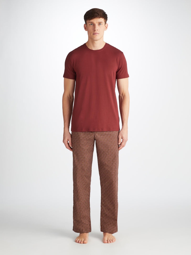 Men's Lounge Pants Ledbury 72 Cotton Batiste Burgundy - 3