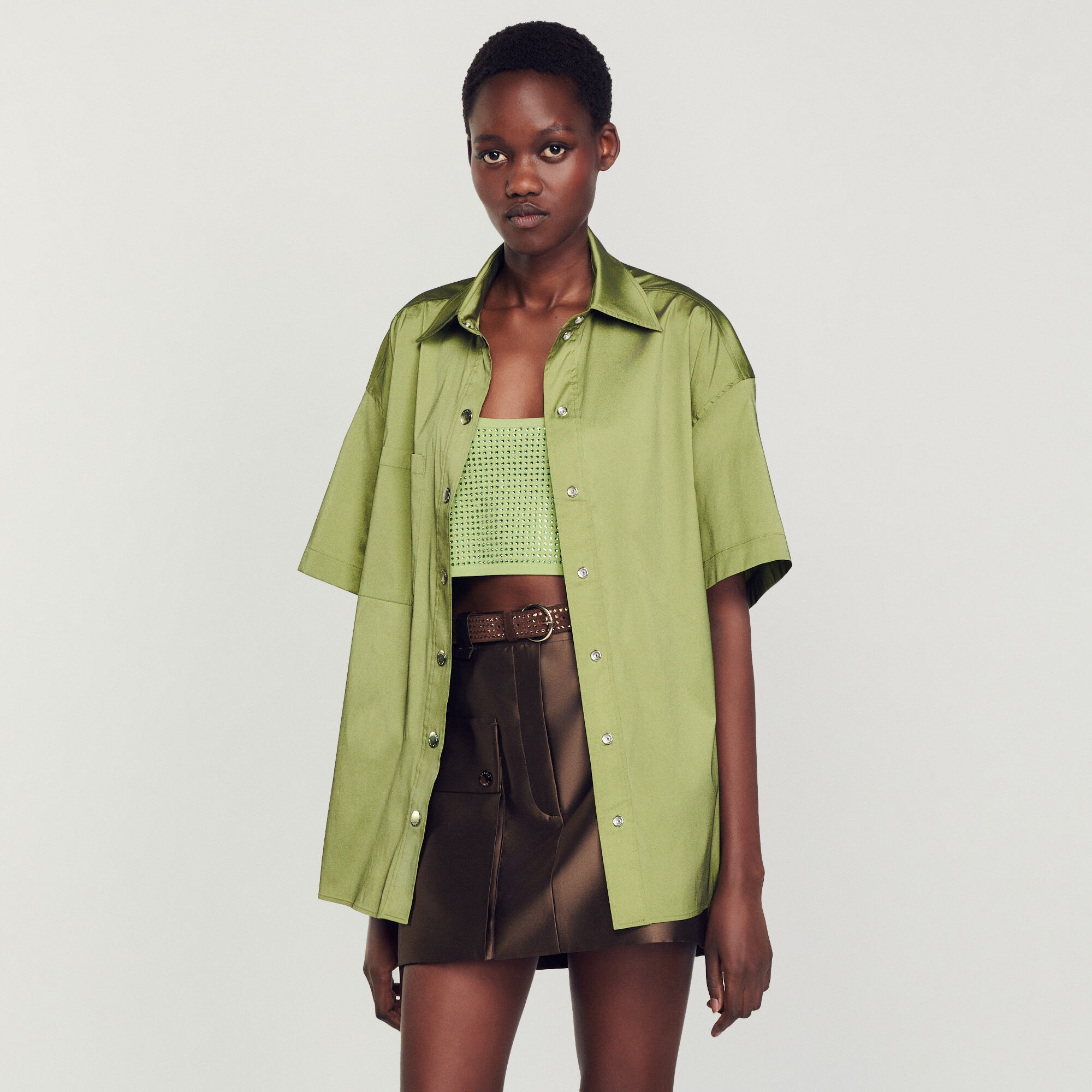 OVERSIZE SATIN SHIRT - 5