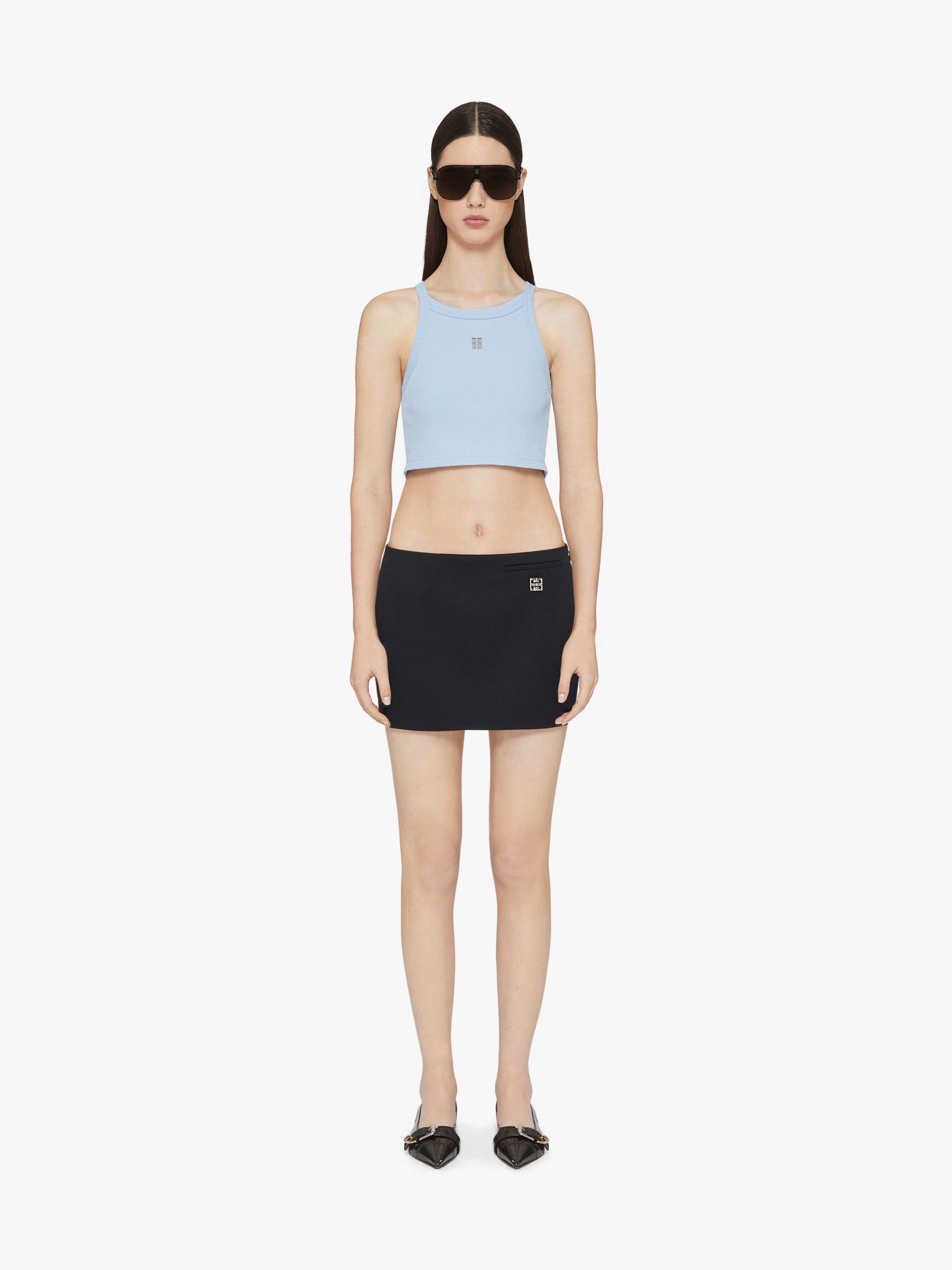 CROPPED TANK TOP IN COTTON WITH 4G DETAIL - 3