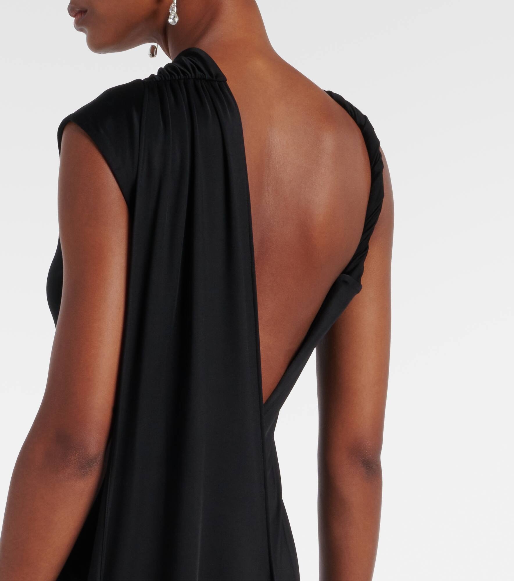 Draped embellished satin midi dress - 6