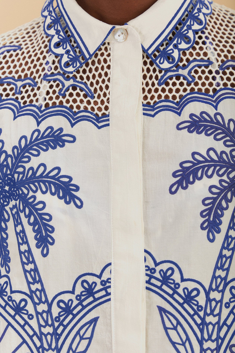 Blue Palm Trees Richelieu Collared Shirt 5