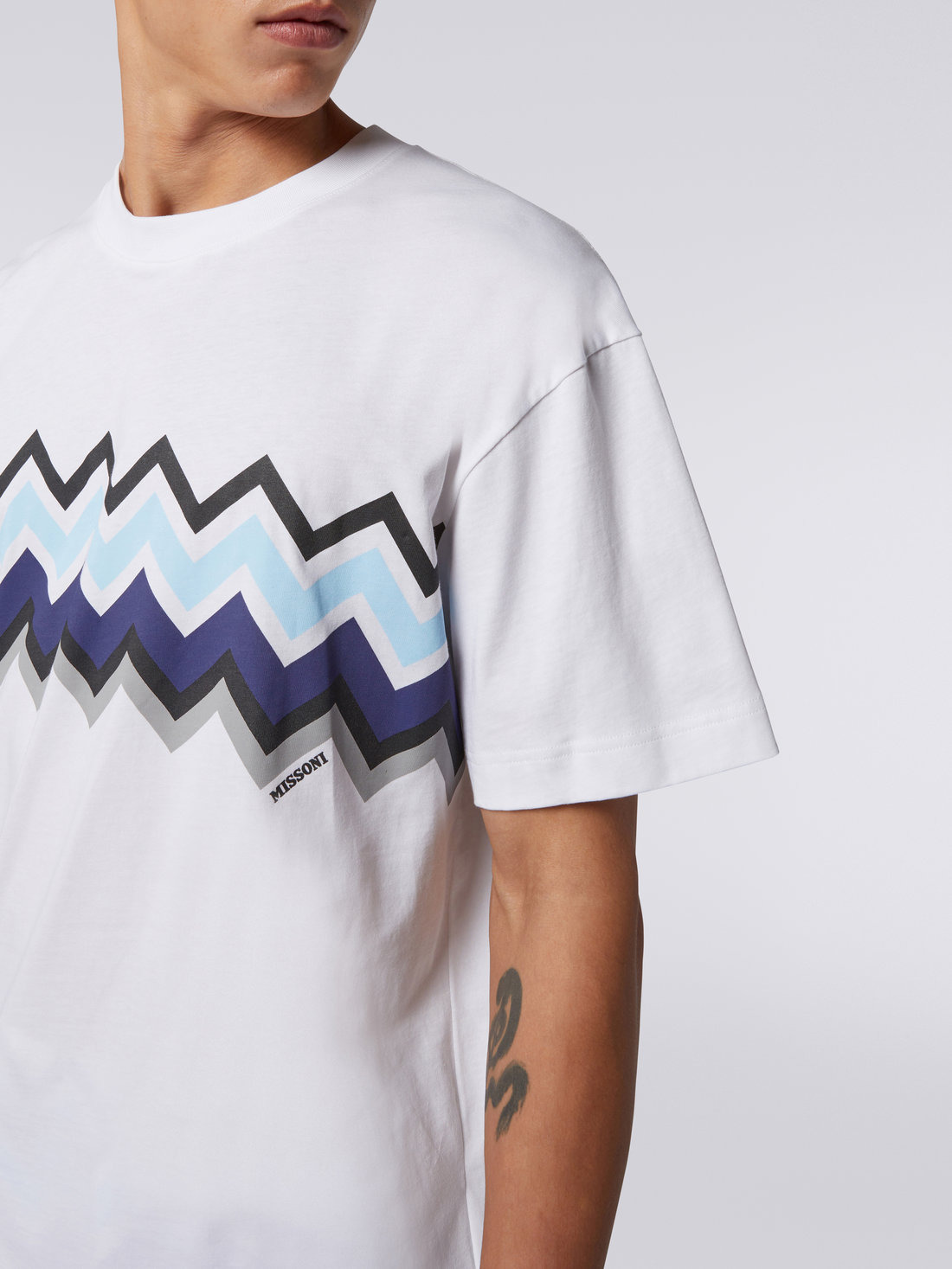 Zigzag cotton jersey crew-neck T-shirt - 5