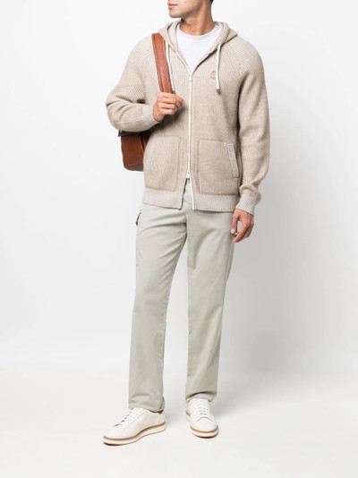 Brunello Cucinelli zip-up hooded cardigan outlook