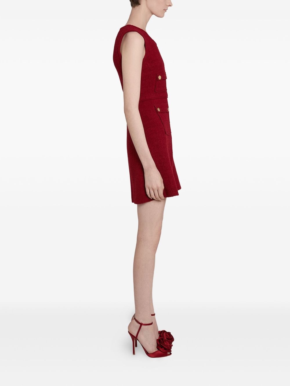 bouclé button-detailed dress - 3