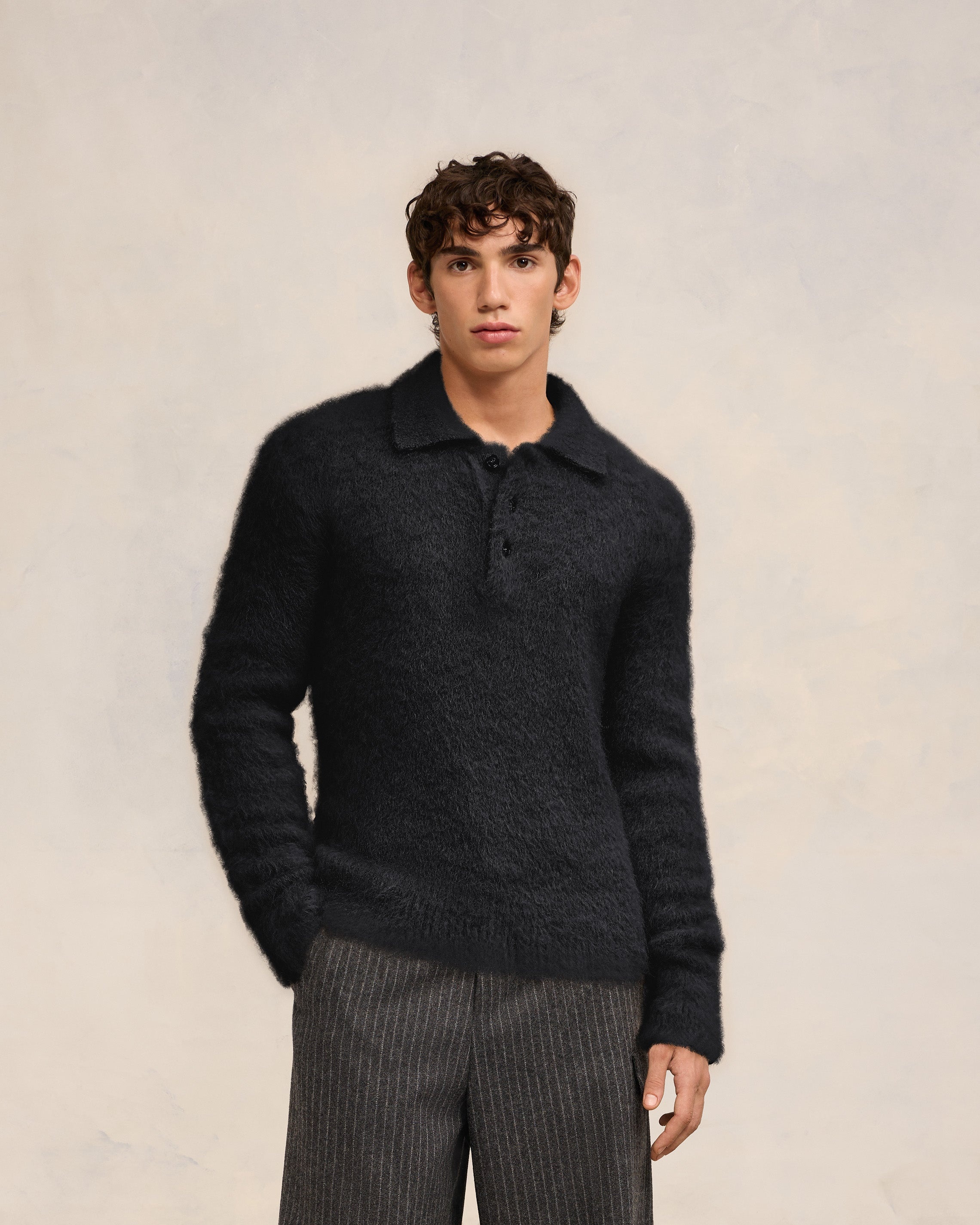 ALPACA MOHAIR BRUSHED POLO - 3