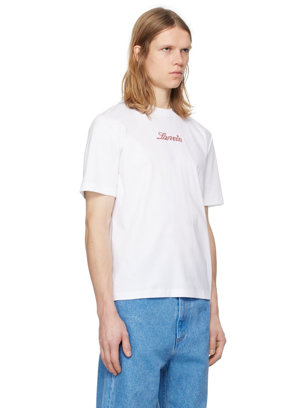 White Bouclette Script Logo T-Shirt - 2