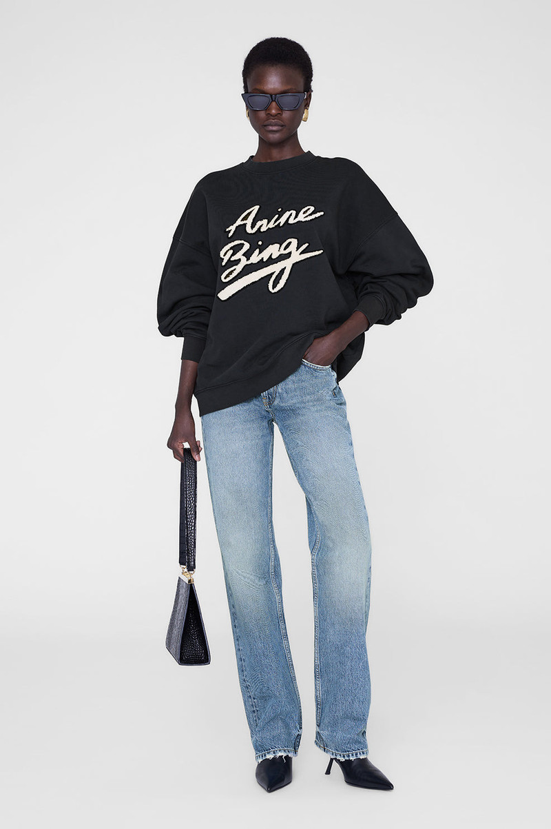 ANINE BING Miles Sweatshirt Chenille Signature - Black outlook