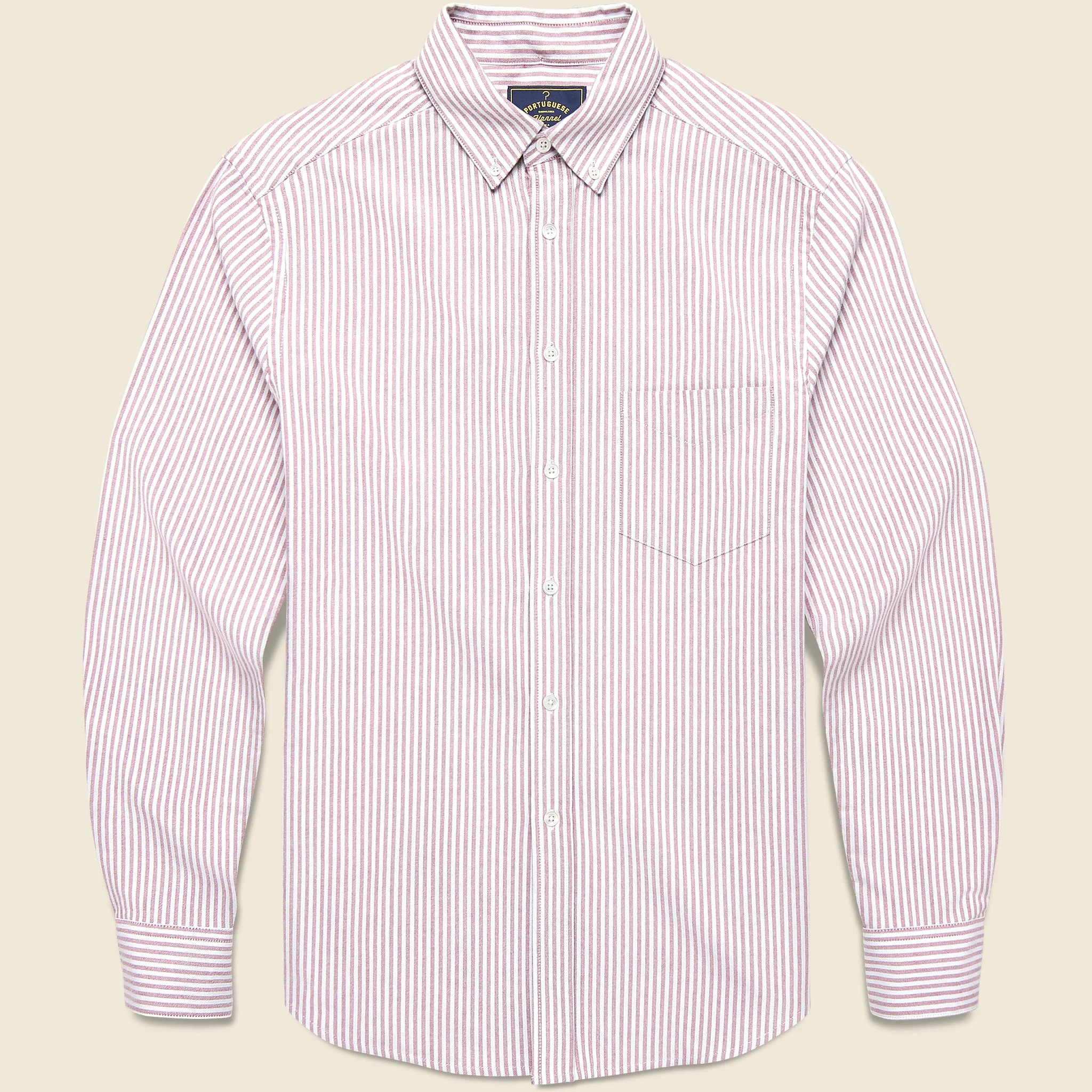 Brushed Stripe Oxford - Bordeaux - 1