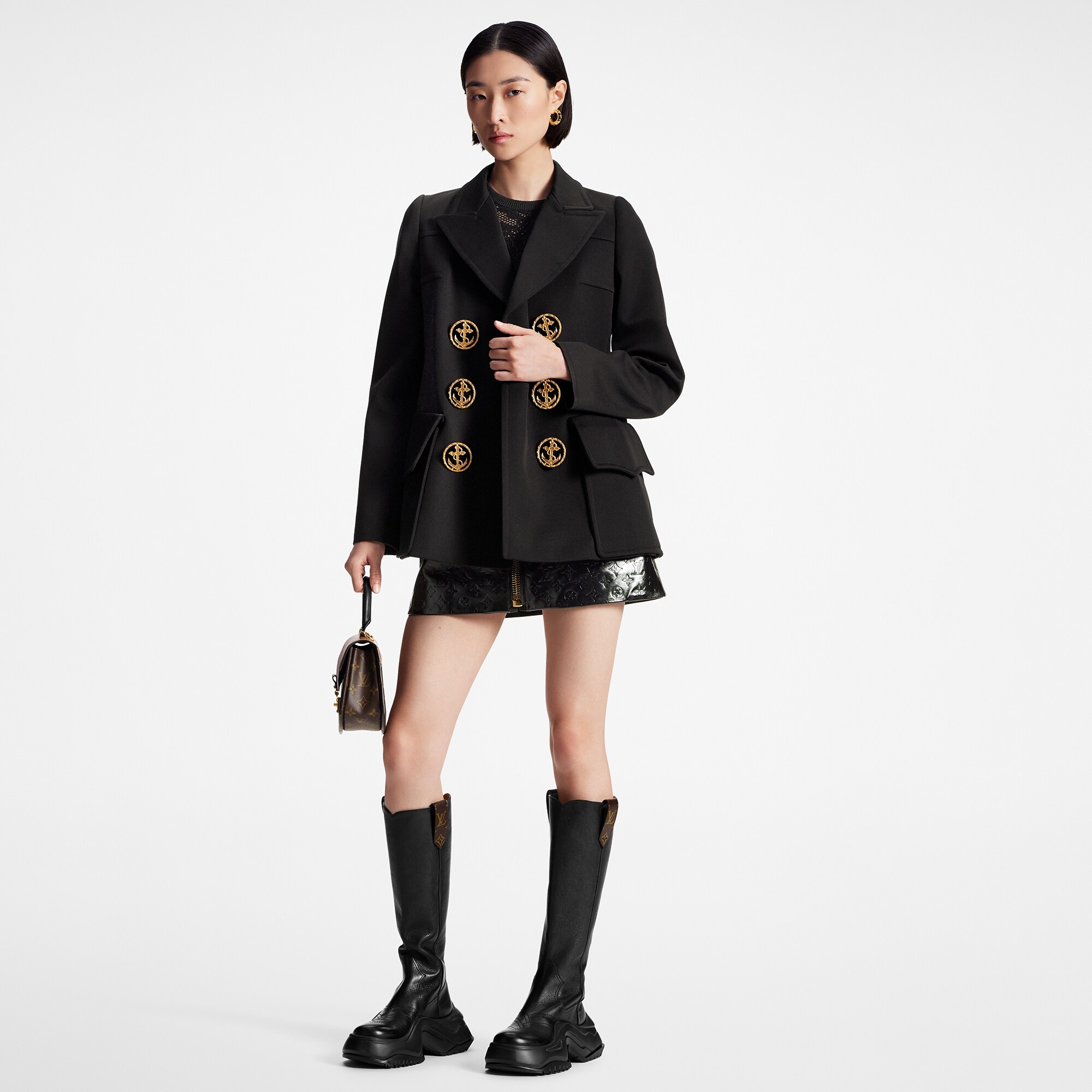 Oversized Anchor Button Jacket - 2