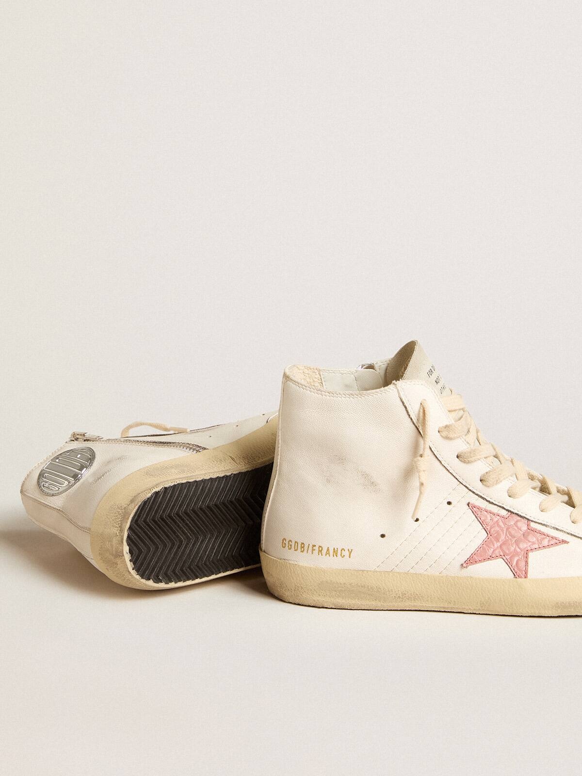 Francy in cream nappa with pink crocodile-print leather star - 3