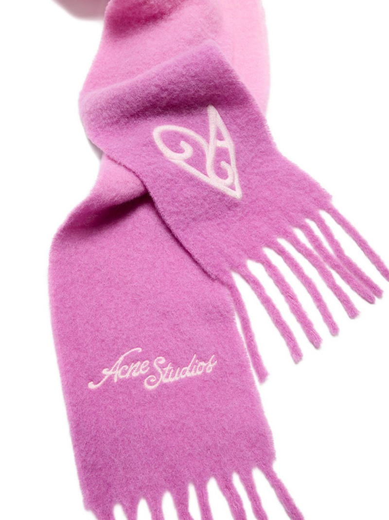 Acne Studios logo fringed scarf outlook