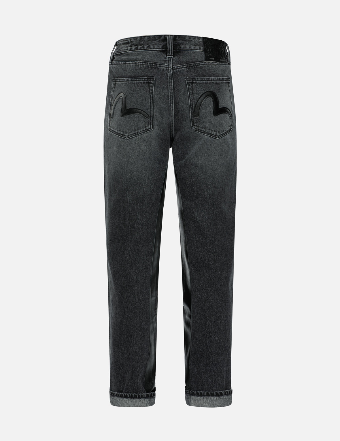 LEATHER INLAY AND SEAGULL POCKETS BAGGY FIT JEANS - 2