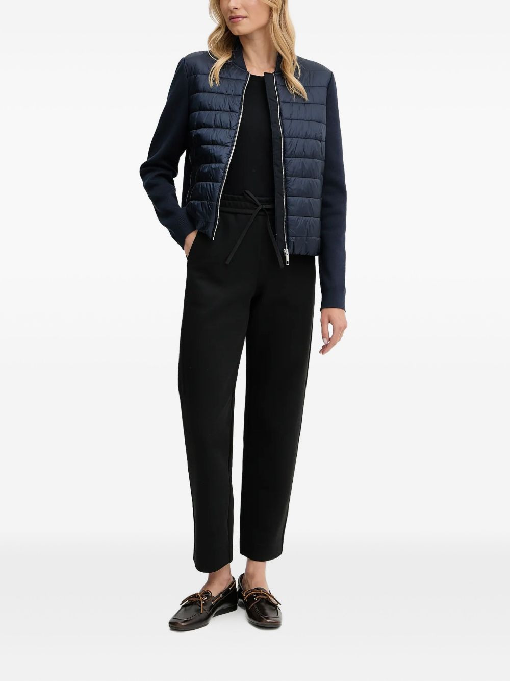 quilted knitted-panel bomber jacket - 2