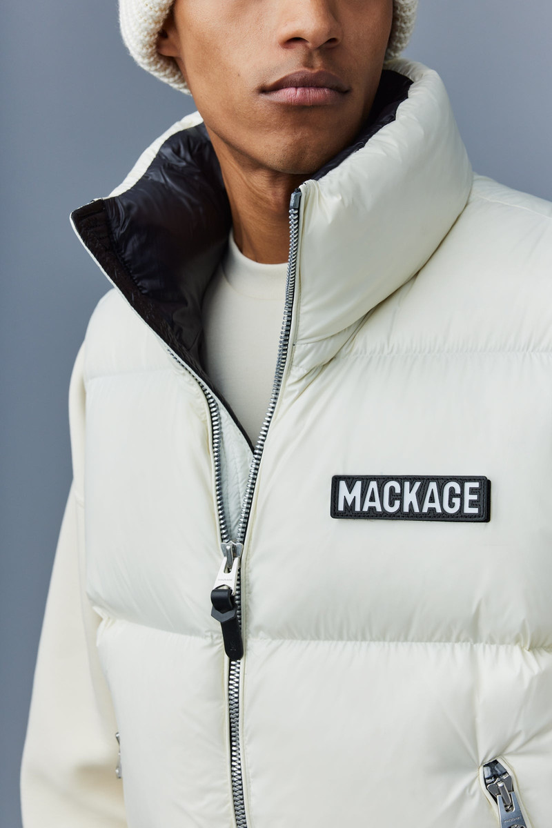 KANE lustrous light down vest with funnel collar 6