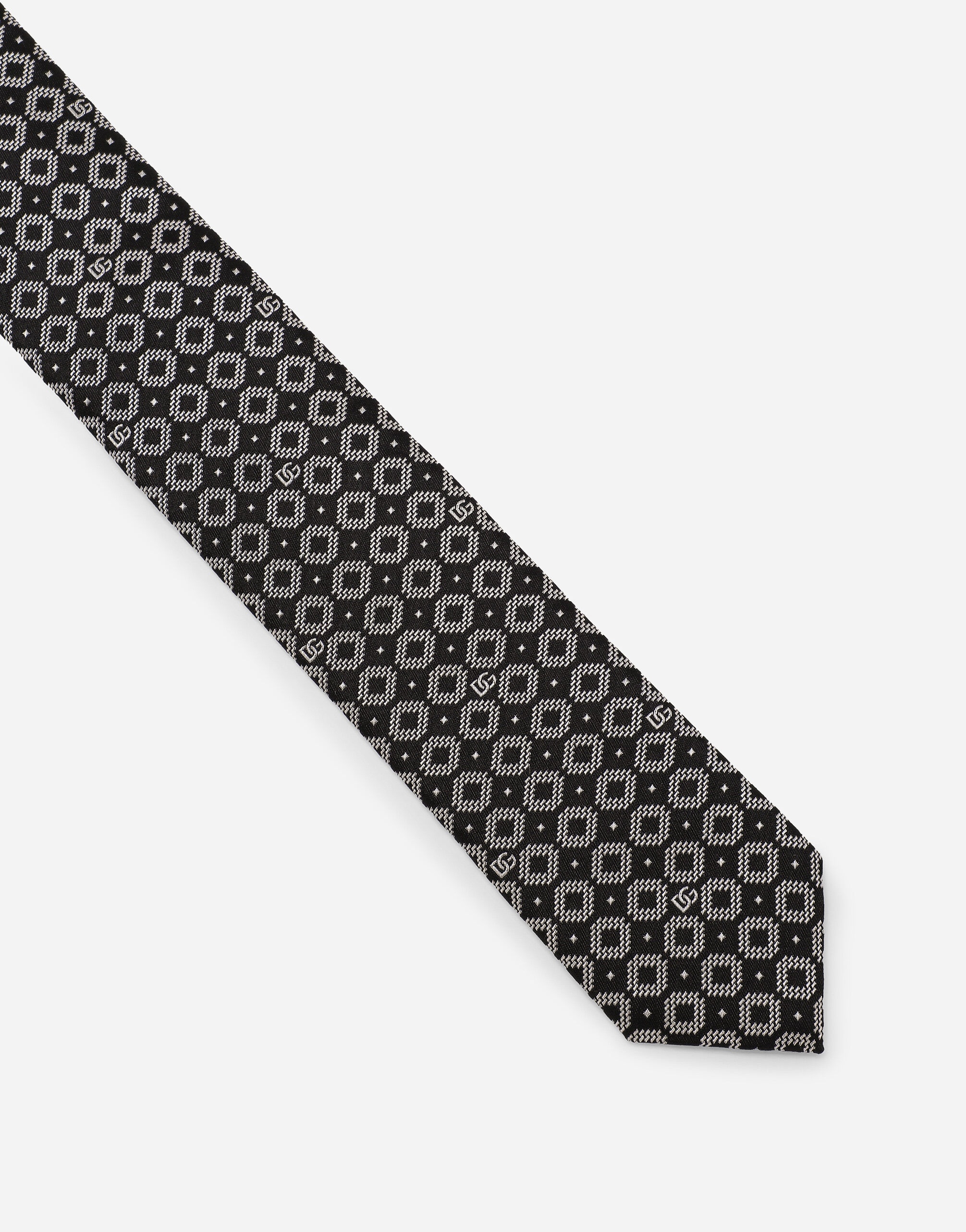 Silk jacquard tie with DG logo - 3