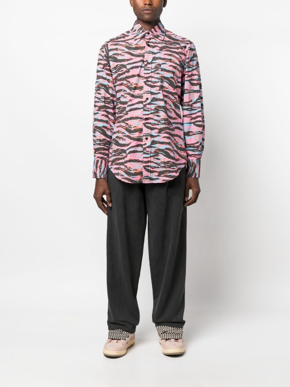 camouflage tiger-print cotton shirt - 2