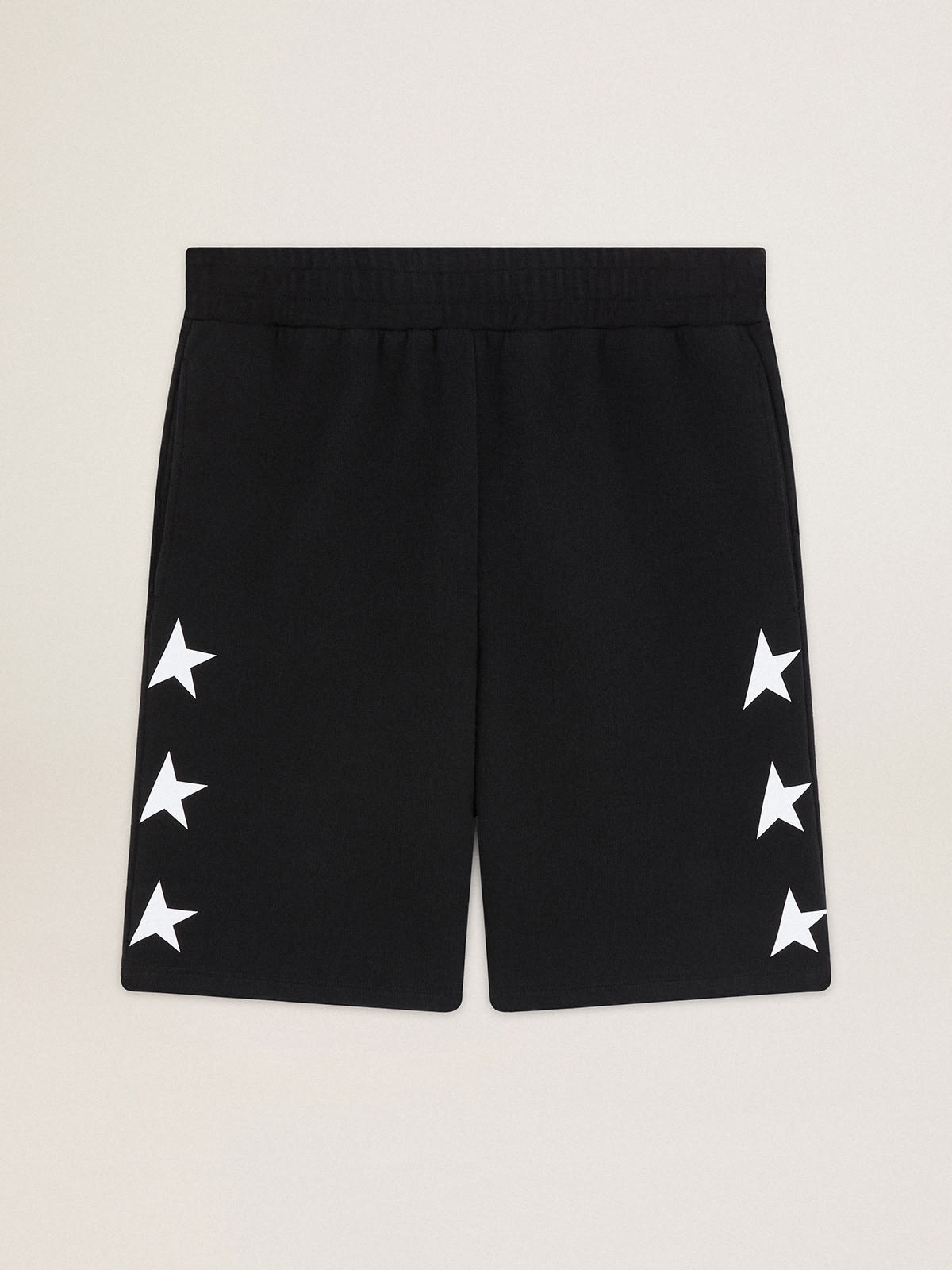 Men's black bermuda shorts with white stars - 1