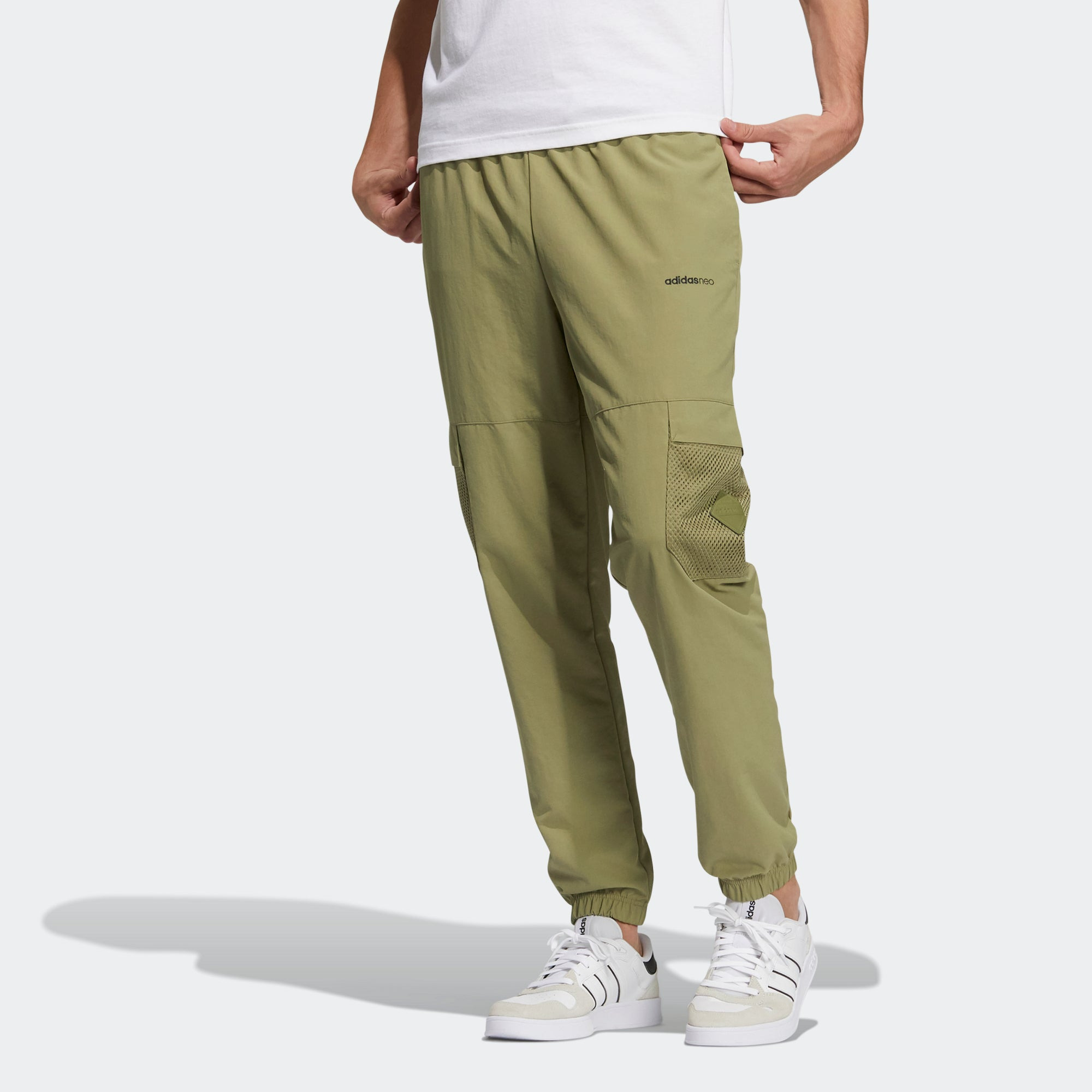 Men's adidas neo Sw Wvn Crg Casual Breathable Pocket Sports Pants/Trousers/Joggers Olive Green H5527 - 2